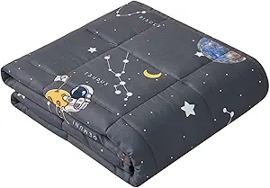 anfie Weighted Blanket Kids (40"x60" 7lbs) Cooling Weighted Blanket for Sleeping, Throw Size Breathable Blanket with Premium Glass Bead(Space Grey)