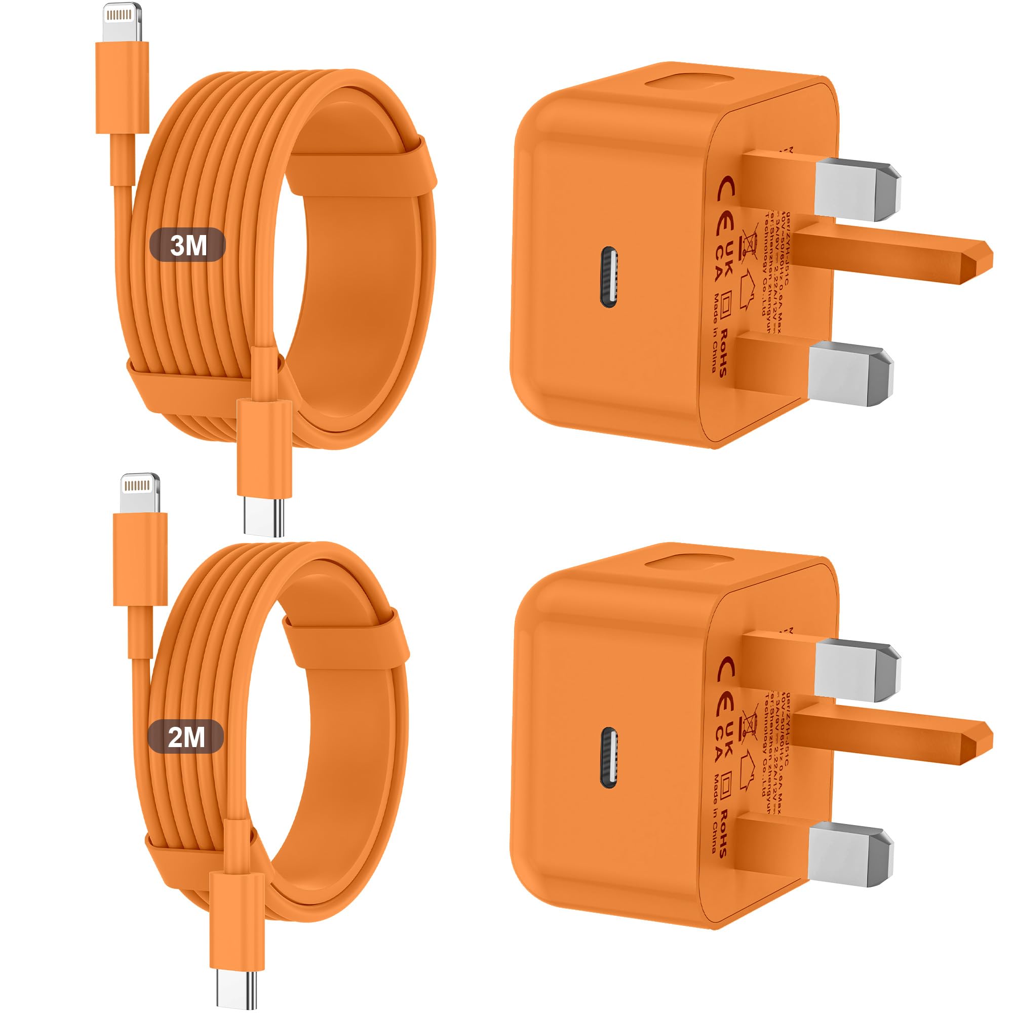 for iPhone Charger Fast Charge, 2Pack PD Fast Apple Charger UK USB C Plug With 2M&3M iPhone Fast Charger Cable [ MFi Certified] Lightning Cable for iPhone 14 13 12 11 Pro Max XS X 8 6, iPad — view 7
