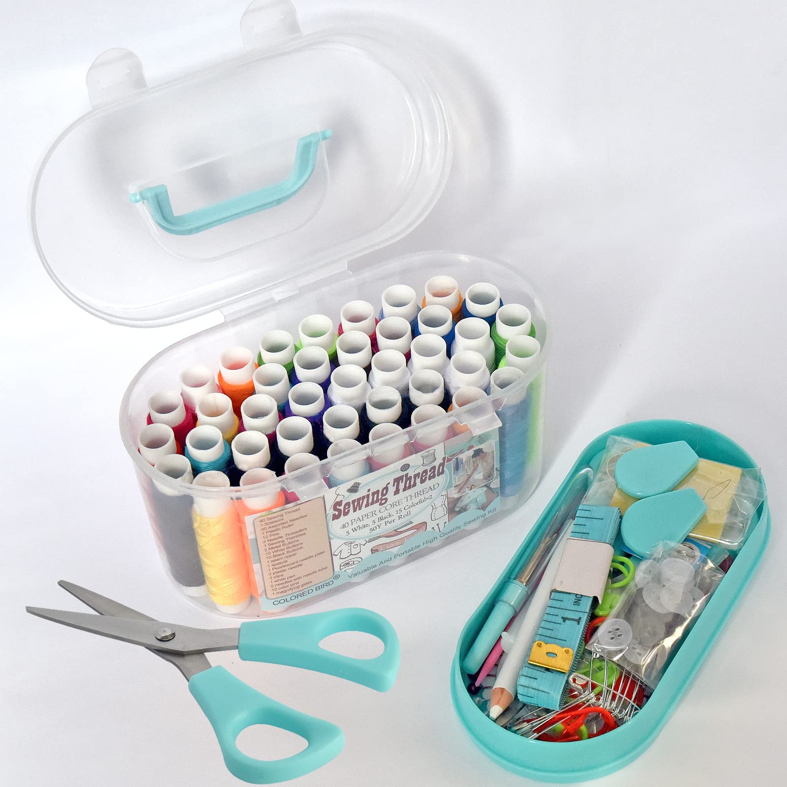 40 carretes de hilo de coser, caja de regalo, kits de reparación de costura básicos portátiles para principiantes, viajeros de emergencia