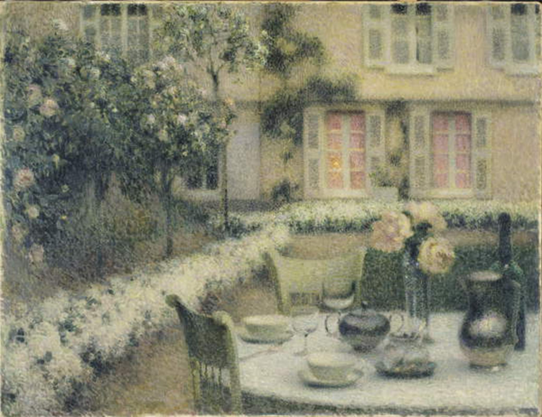 POSTERIIk Famous Animal Posters Vintage Picture the Table in the White Garden At Gerberoy by Henri Eugene Augustin Le Sidaner Modern Wall Decor for Home Decor 60x90cm