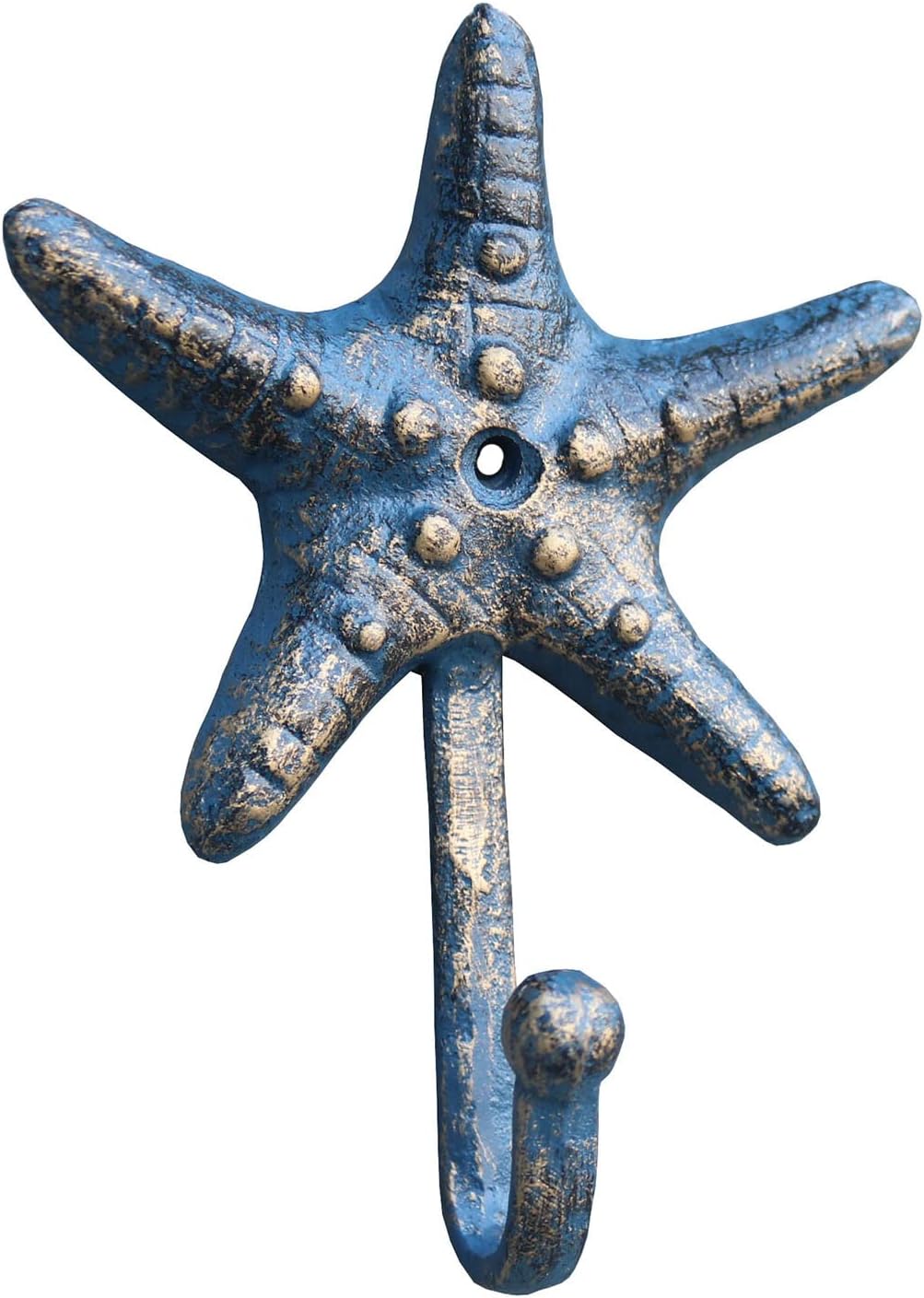 HillSpring Starfish Cast Iron Hook, Decorative Wall Hanger for Keys, Screw and Anchor Included