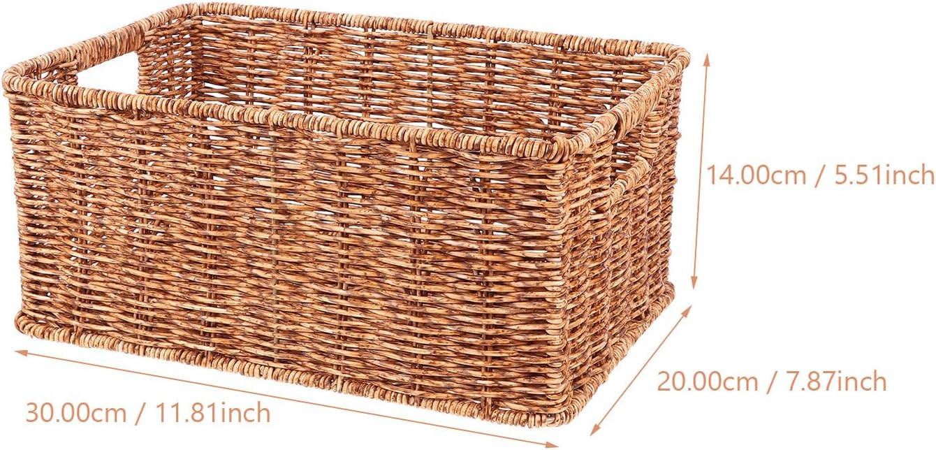 Woven Rattan Clothes Storage Basket Medium, Multi-function Organizer Basket for Home Storage and Closet, Sturdy Wicker Sundries Container for Household Use