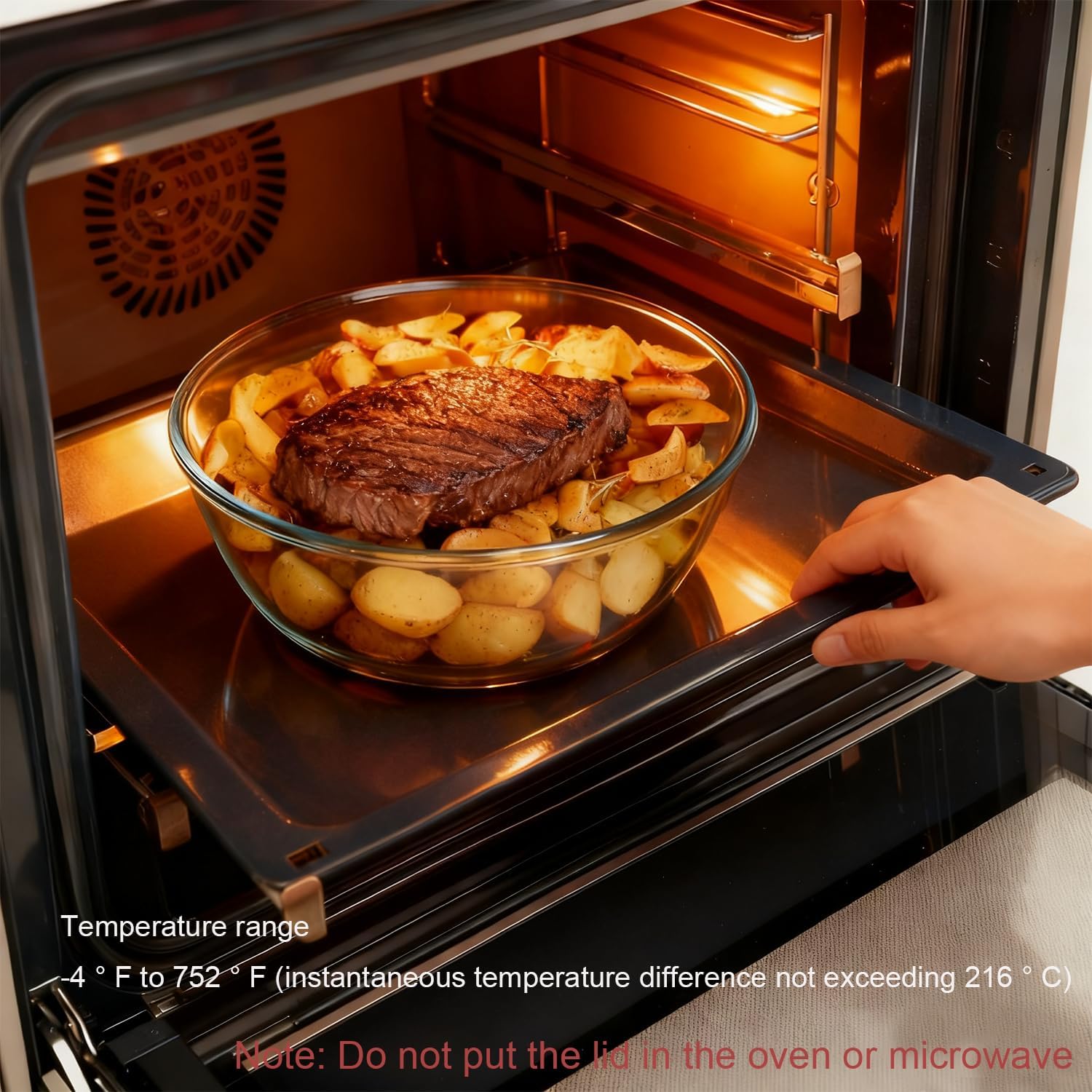 4.7 Qt Extra Large Glass Mixing Bowls, Clear Glass Bowl with Lid, Big Salad Bowl for Salad Fruit Bread Storage - Image 7