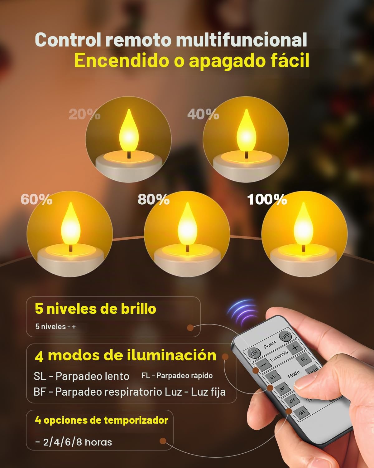 SoulBay Velas de té LED recargables con estación de carga de temporizador, 12 velas LED recargables con mando a distancia, temporizador para fiestas, habitaciones, salones, Halloween, Navidad