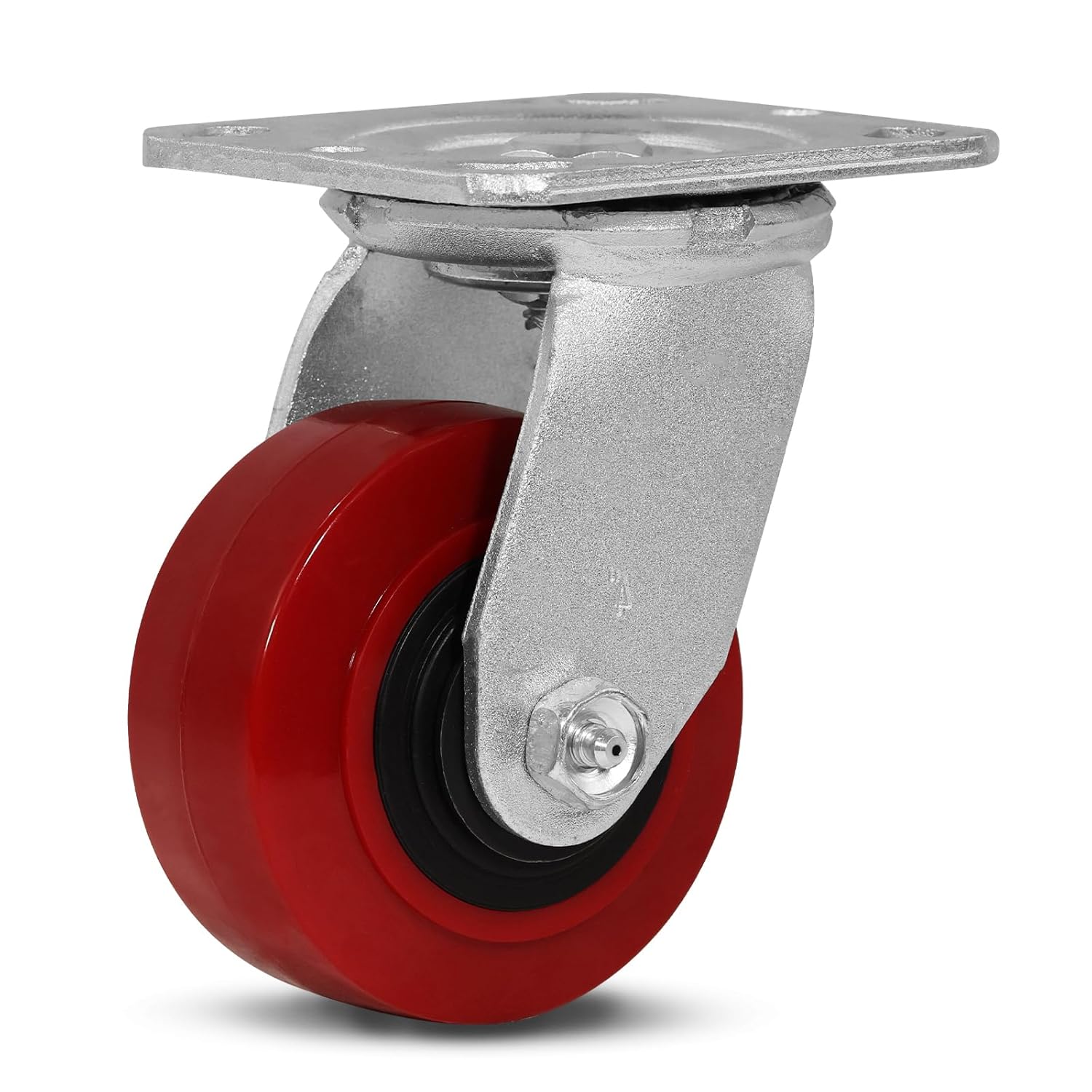 Caster, 4" Industrial Heavy Duty Caster, Polyurethane Tread on Polypropylene Core, Caster Wheel for Cart Toolbox Equipment (1 Swivel)