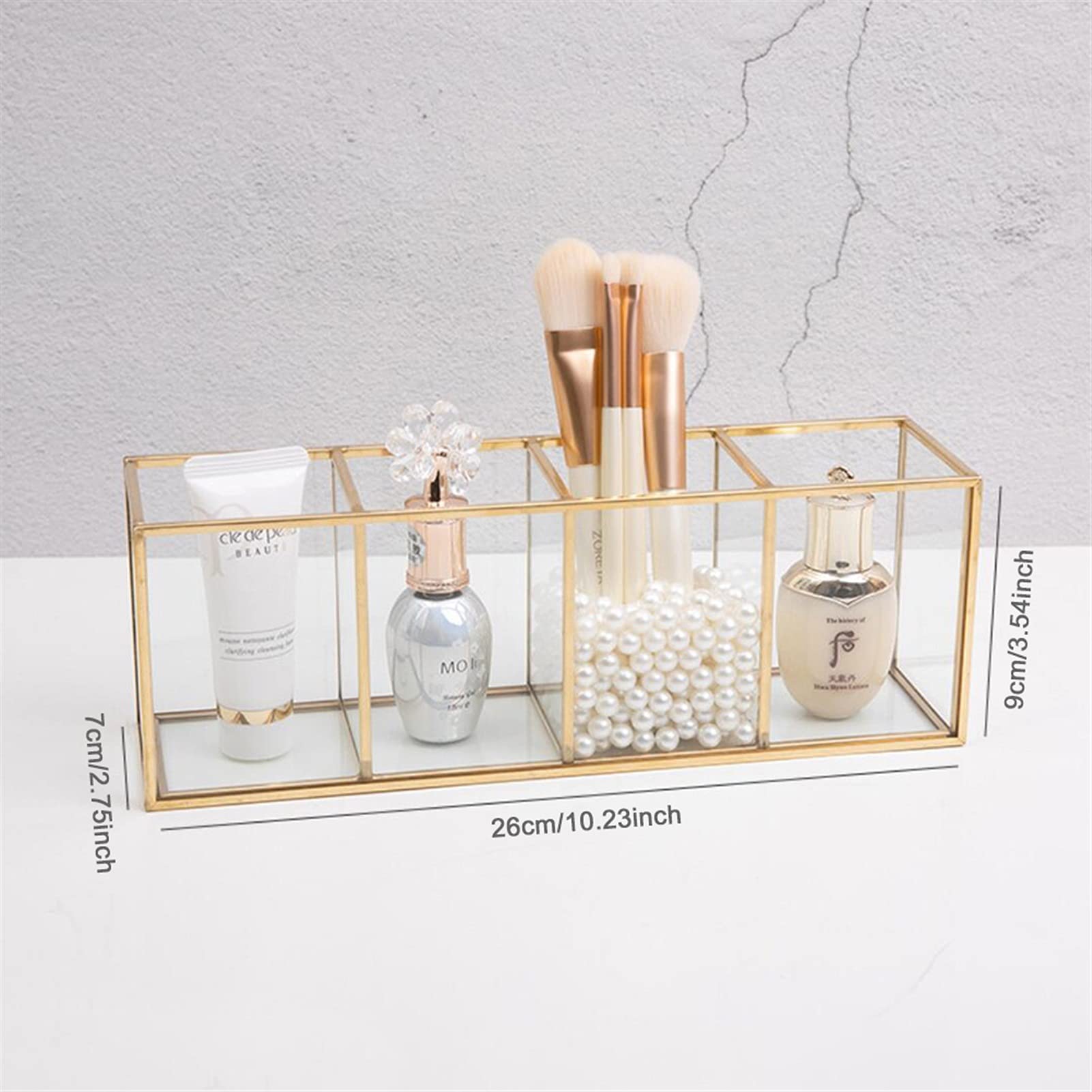Prodotti per la casa Scatola di immagazzinaggio della spazzola di trucco di vetro trasparente della spazzola di lusso dei cosmetici del contenitore del contenitore del contenitore del contenitore del