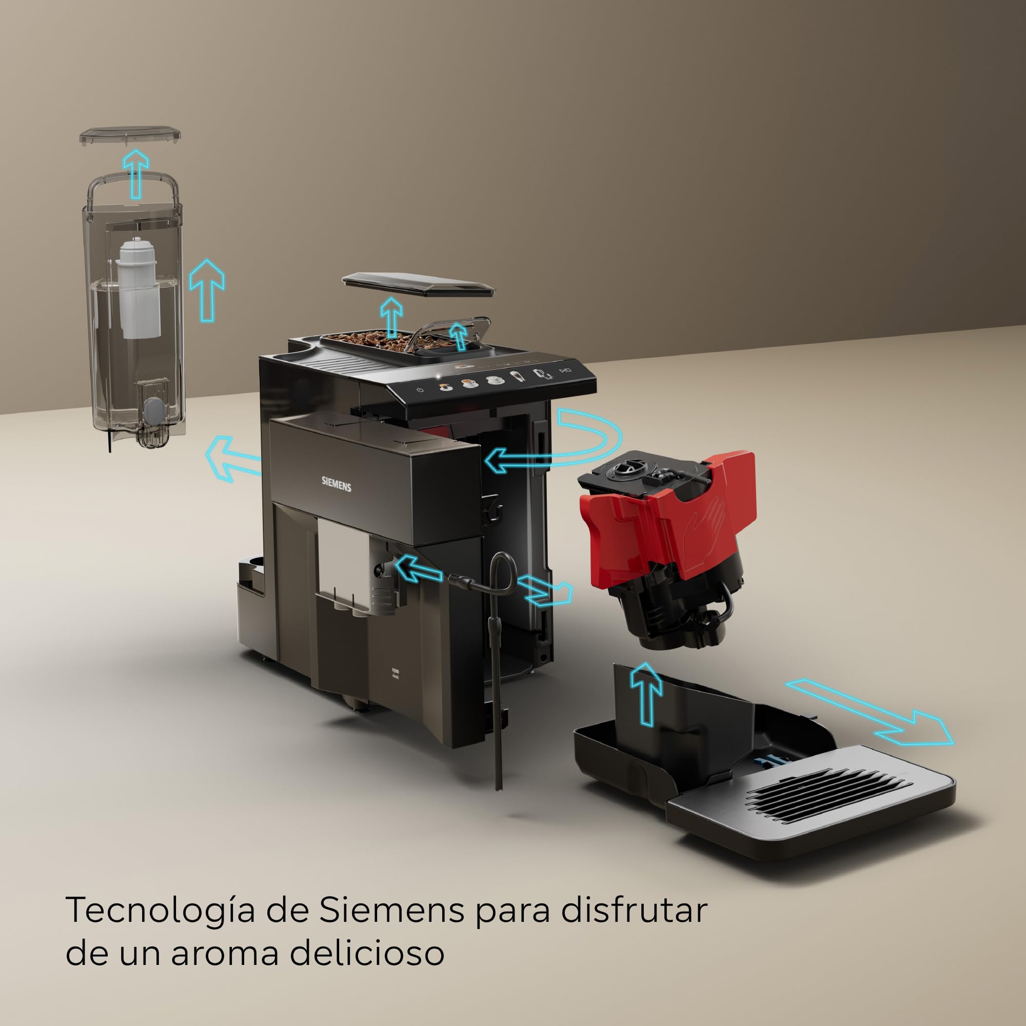 SIEMENS, Cafetera superautomática, EQ500, ceramDrive, Negro, TP511E19 | Podrás preparar dos tazas a la vez con su molinillo cerámico para un aroma más puro.
