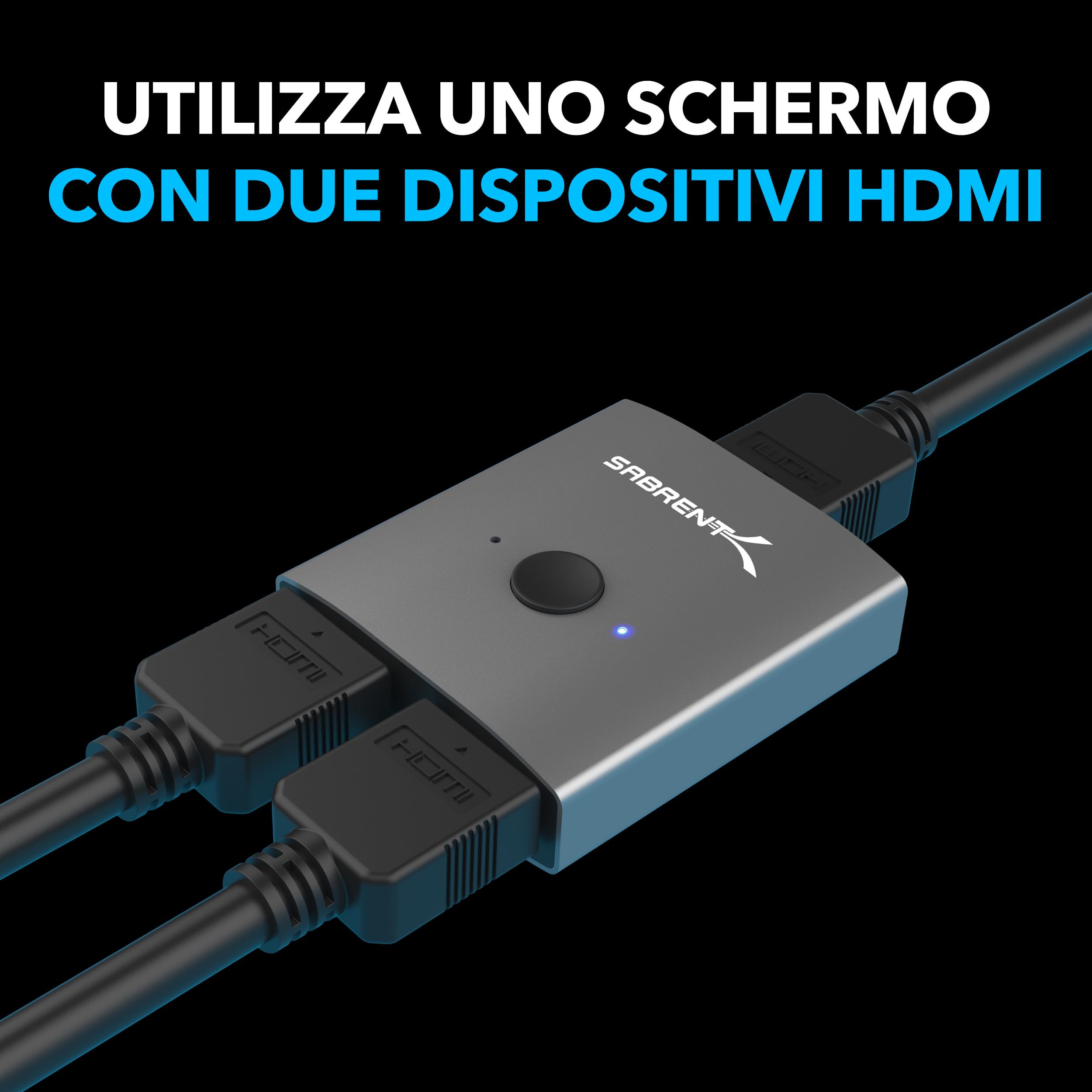 SABRENT Sdoppiatore HDMI Switch - HDMI Splitter 1 ingresso 2 uscite o 2 in 1 out, Supporta 4K, 2K, 3D per Xbox, PS5 PS4 PS3 Roku o HD TV Fire Stick (DA-HSW2)