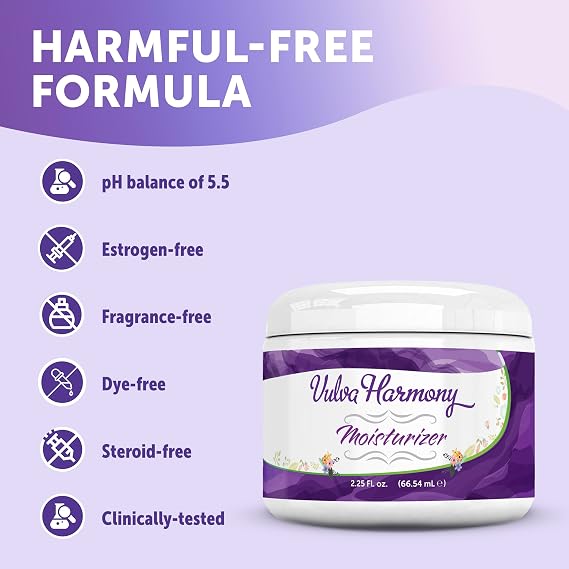 Vulva Harmony Vaginal Moisturizer Cream - Vulva Balm, No Estrogen, 2.25 Oz | Bloom Krans - Aloe Vera, Avocado & Olive Oil Blend - Helps Soothe Dryness, Irritation & Chafing - Gentle Daily Intimate Care