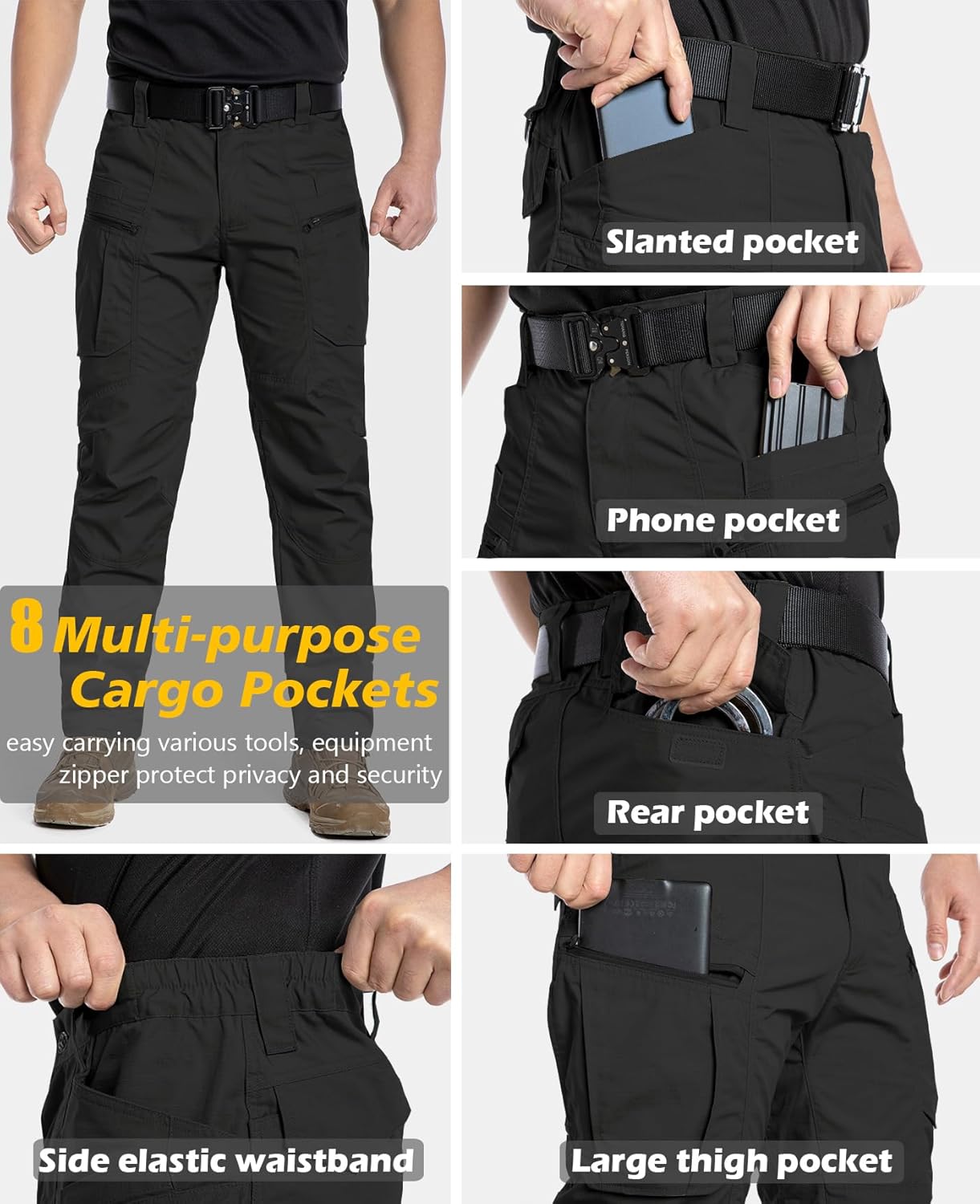 CARWORNIC Men's Lightweight Tactical Pants Ripstop Military Cargo Pants Water Resistant Outdoor Hiking Work Pants - Image 4