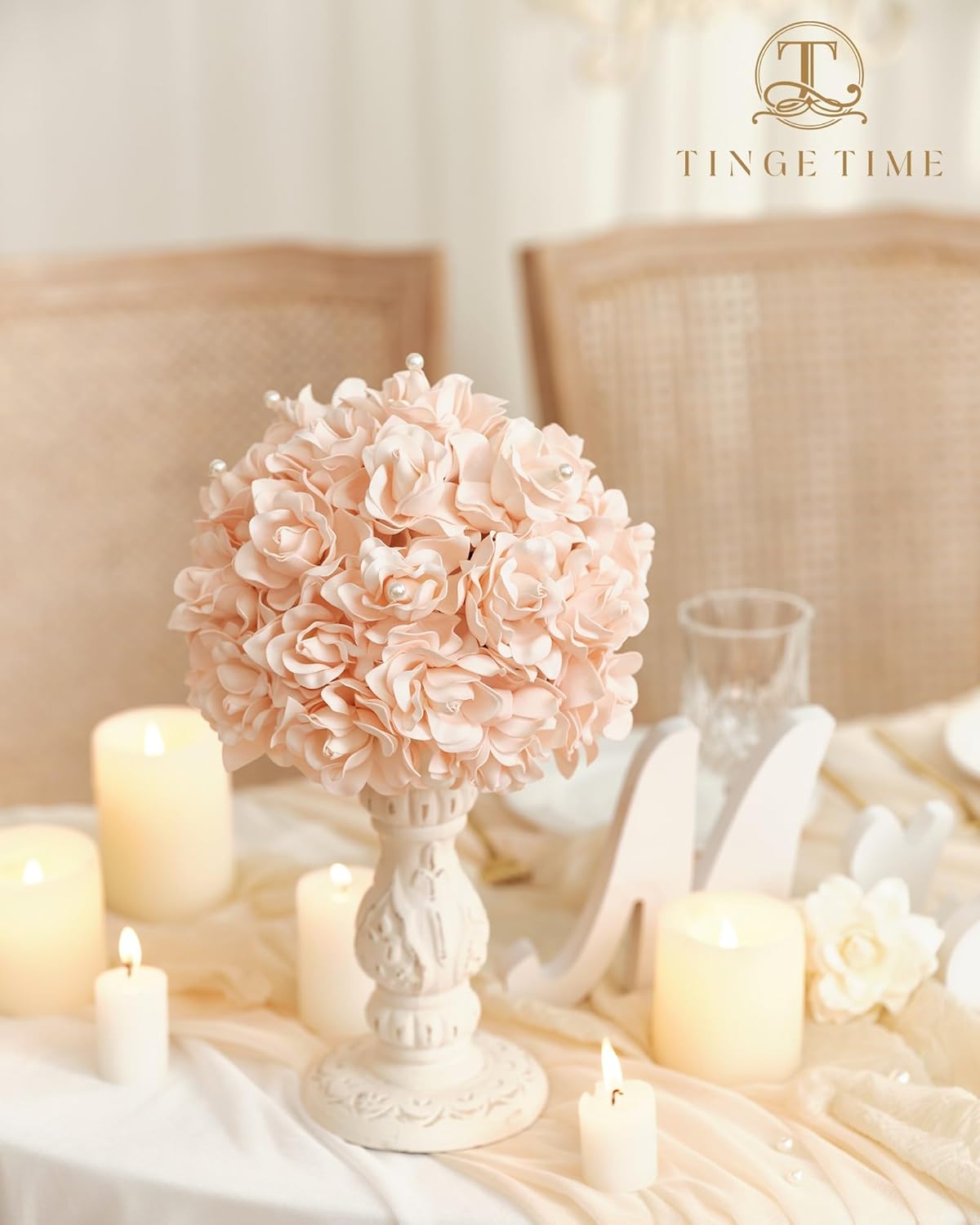 TINGE TIME Gardenia Flowers Artificial 25pcs Artificial White Flowers Perfect for Wedding Decorations, Baby Shower, DIY Graduation Caps, Gardenia Party Decor, Flower Wall Decoration(PeachPink) - Image 4