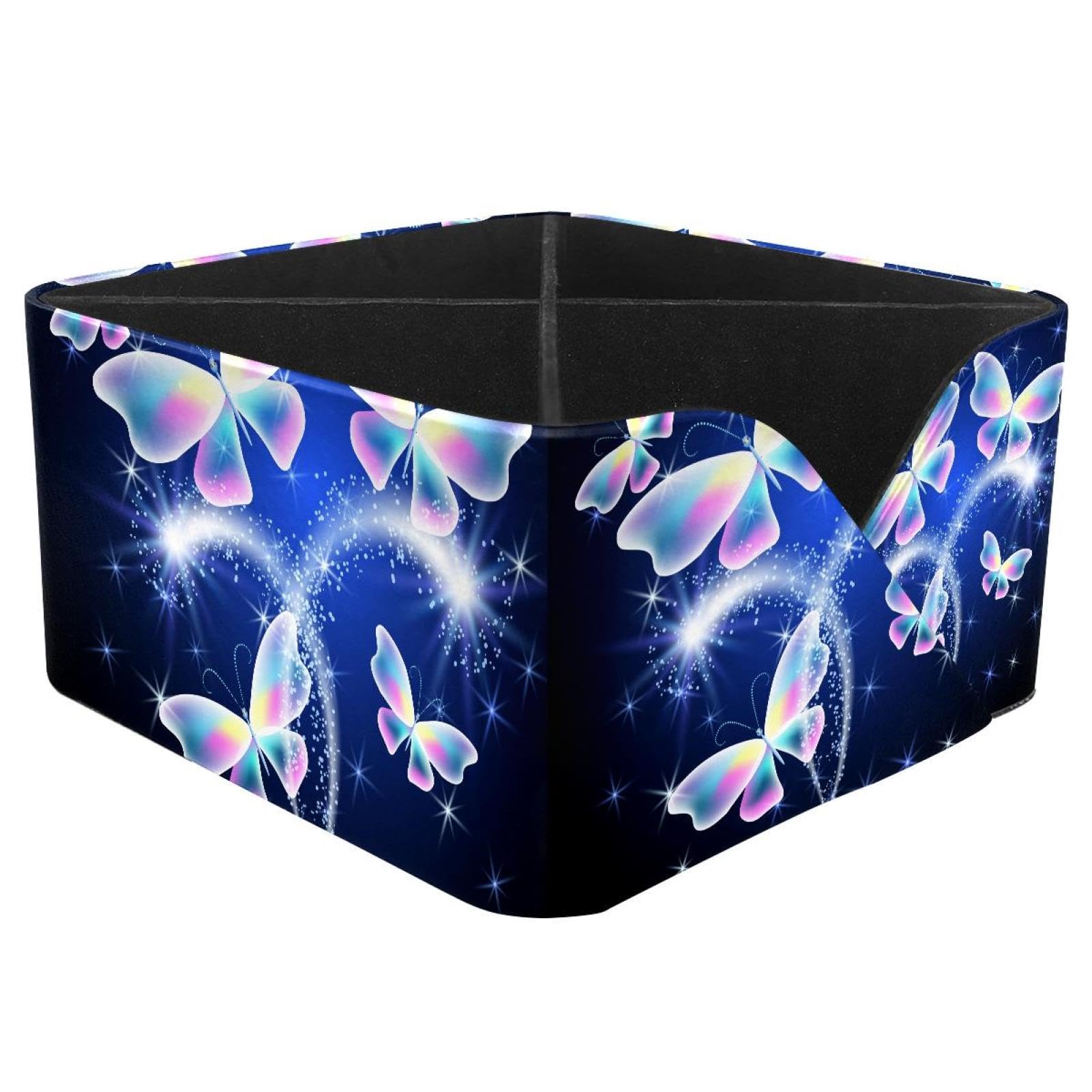 KengjuTesu Shiny Butterflies Desktop Organizer Pen Holder, Rectangular Pencil Cup for Office, Study and Makeup Stations