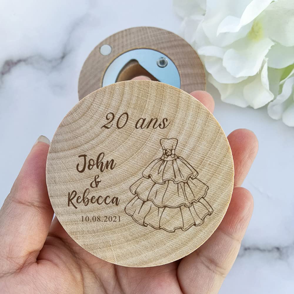 Abrebotellas Magnético De Madera Personalizado - Imán De Nevera Favor De Fiesta Regalo De Boda,Recuerdo Favor De Boda Personalizado Para Invitados,Regalo De Padrinos De Boda,Regalo De Padrino,Regal