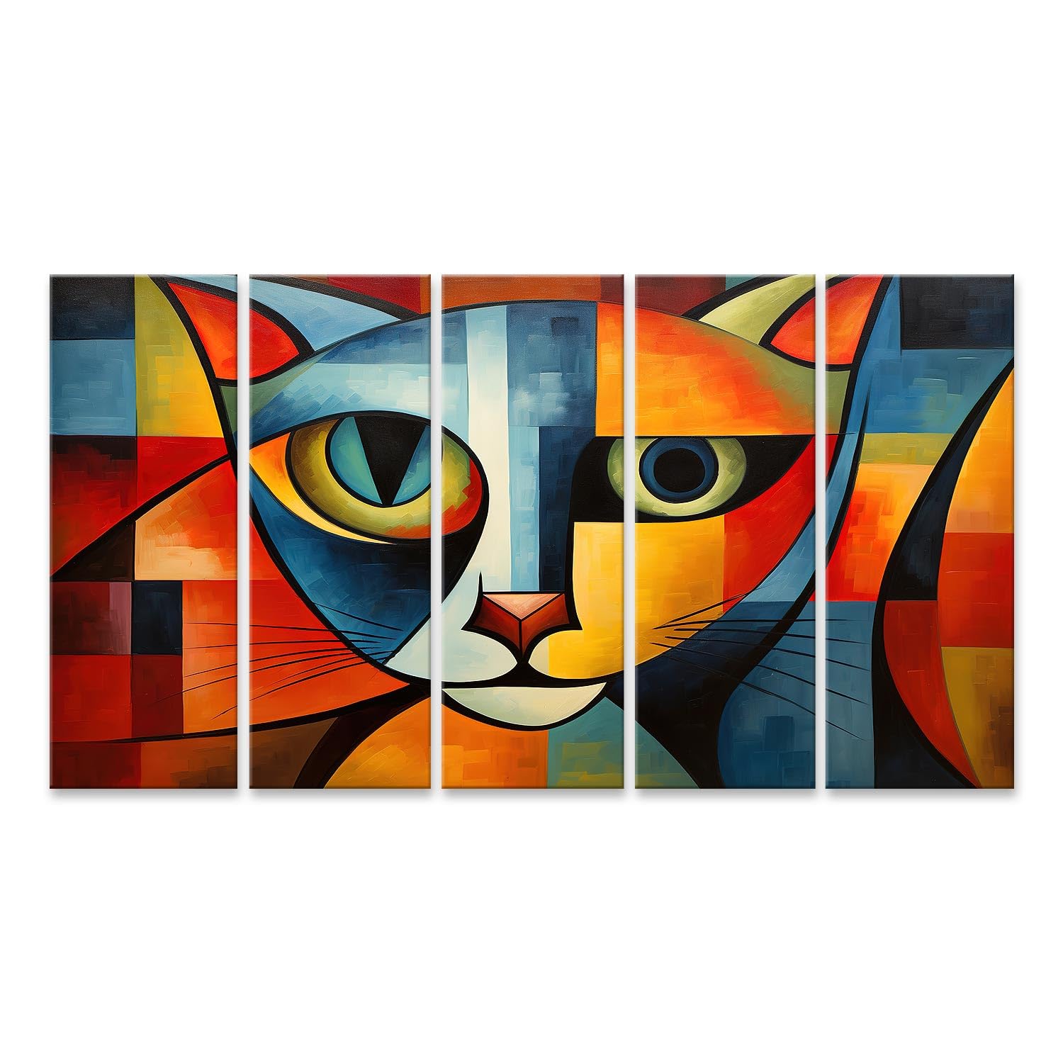 islandburner cuadro sobre lienzo abstracto gato pintura estilo Pablo Picasso mascotas arte imágenes murales póster