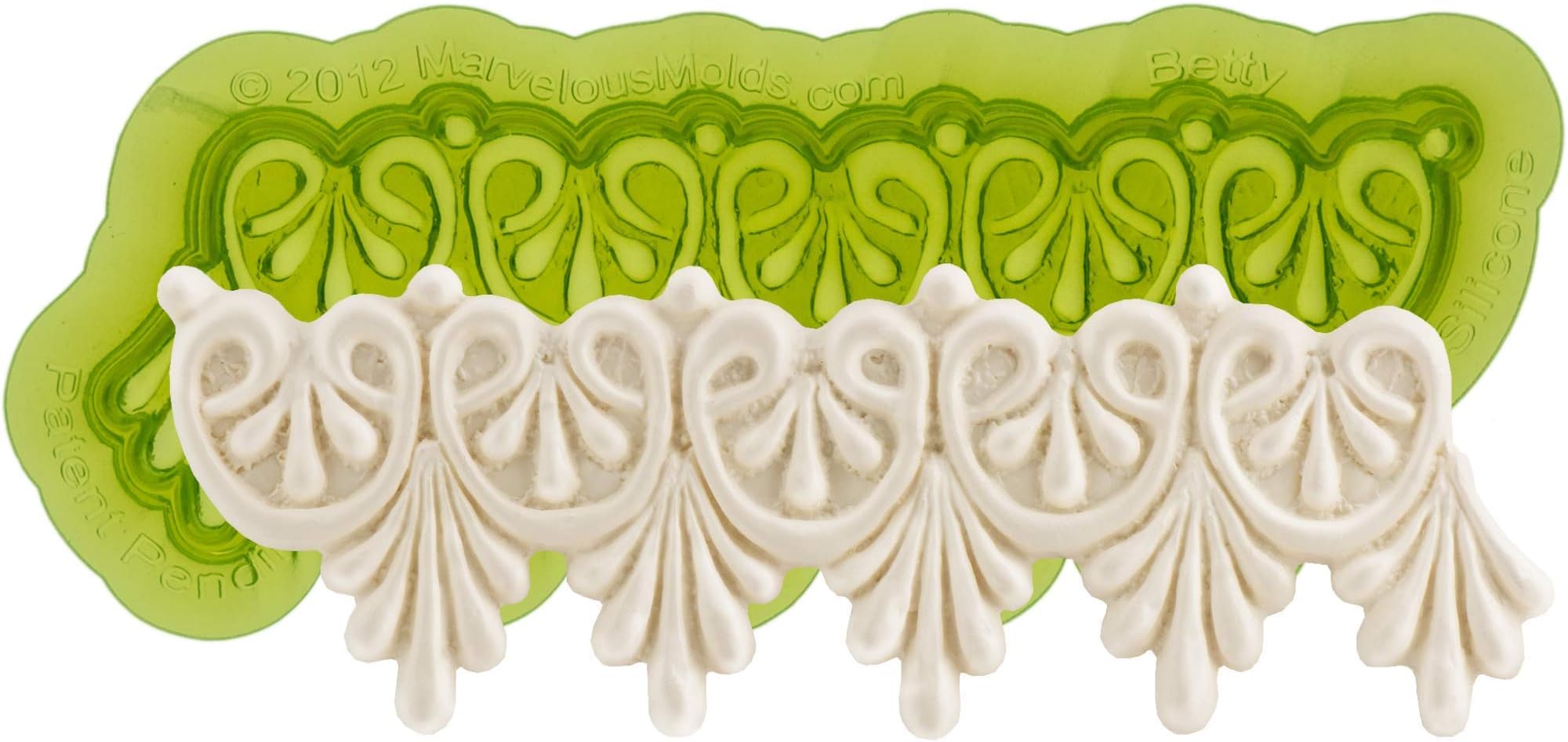 Marvelous Molds Betty Lace Mold, Non-Stick Silicone Mold for Cake Decorating. Sugarcraft Cookies, Cupcakes with Fondant, Gum Paste, Chocolate. Emboss Lace in Resin, Clay, Wax, Soap, Plaster