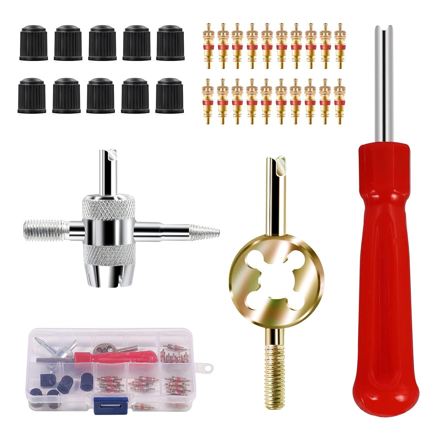 AIEX 33pcs Car Tyre Valve Repair Tool Sets Valve Stem Removal Tools