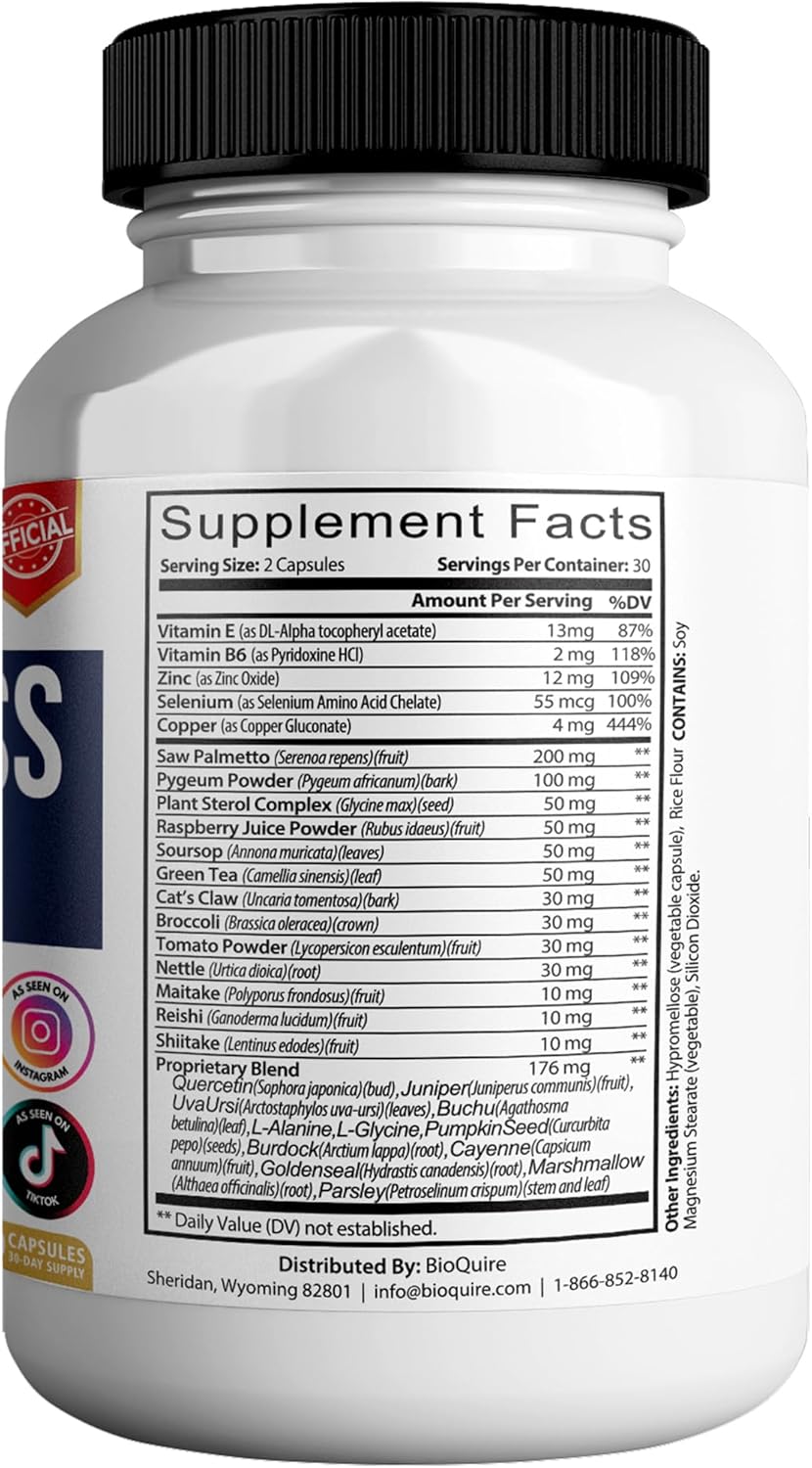 Prosta Bliss Max Natural Herbal Prostate Support, 60 Capsules, with Saw Palmetto, Pygeum, Vitamins E & B6 (5)