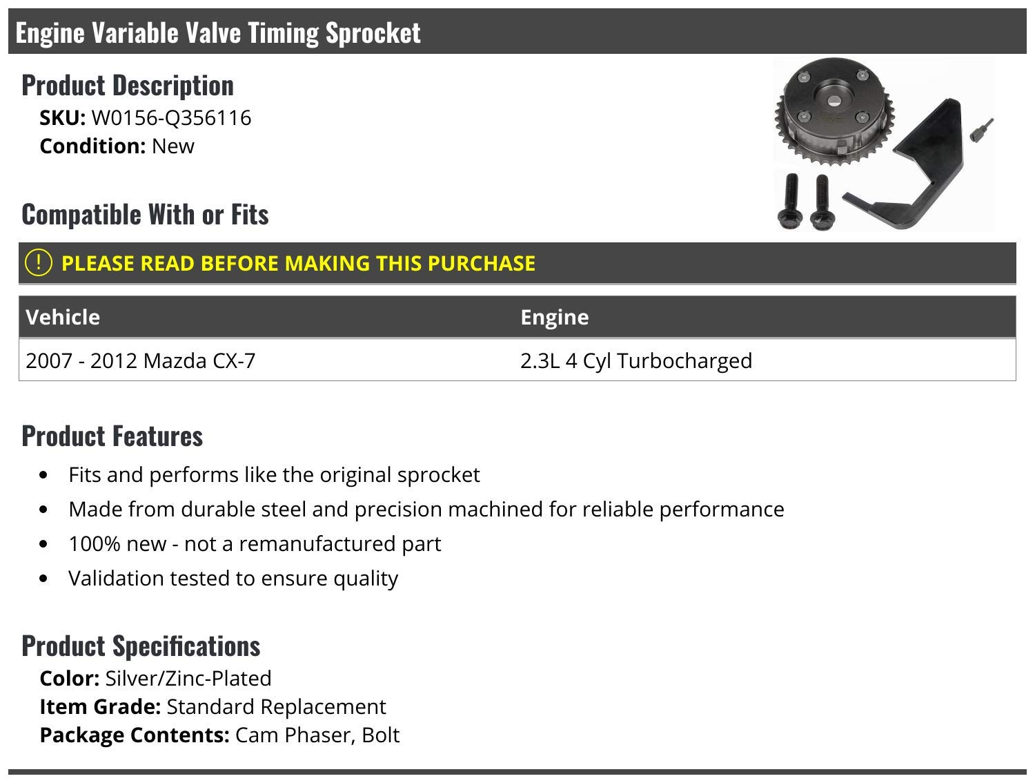 Amazon.com: Marketplace Auto Parts Engine VVT Variable Valve