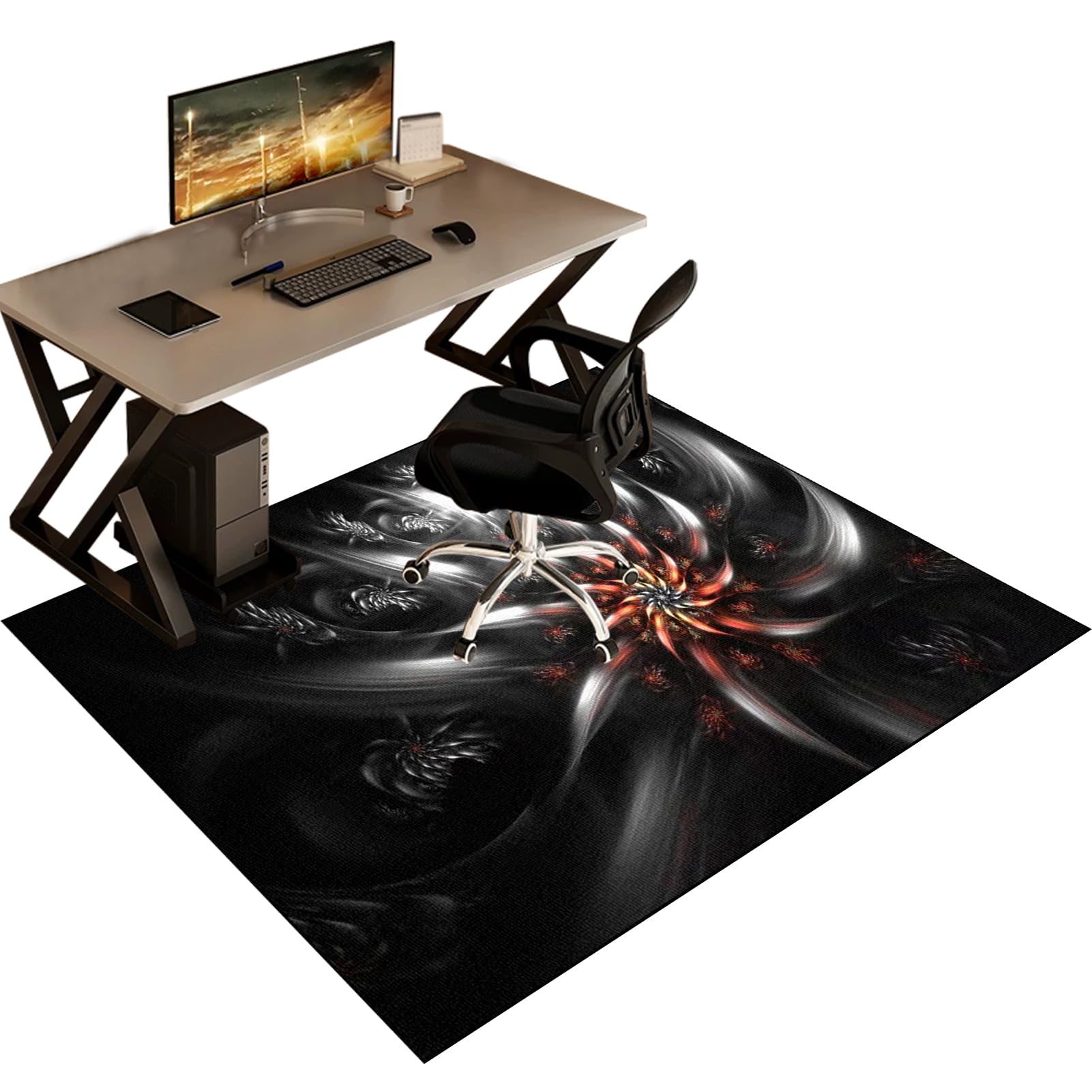Gaming Chair Mat for Carpet, Floor Protector for Office Chair, Anti-Slip Desk Chair Mat, Office Chair Mat for Hardwood Floor, 120 x 150 cm Washable Computer Rolling Chair Mat for Home and Office