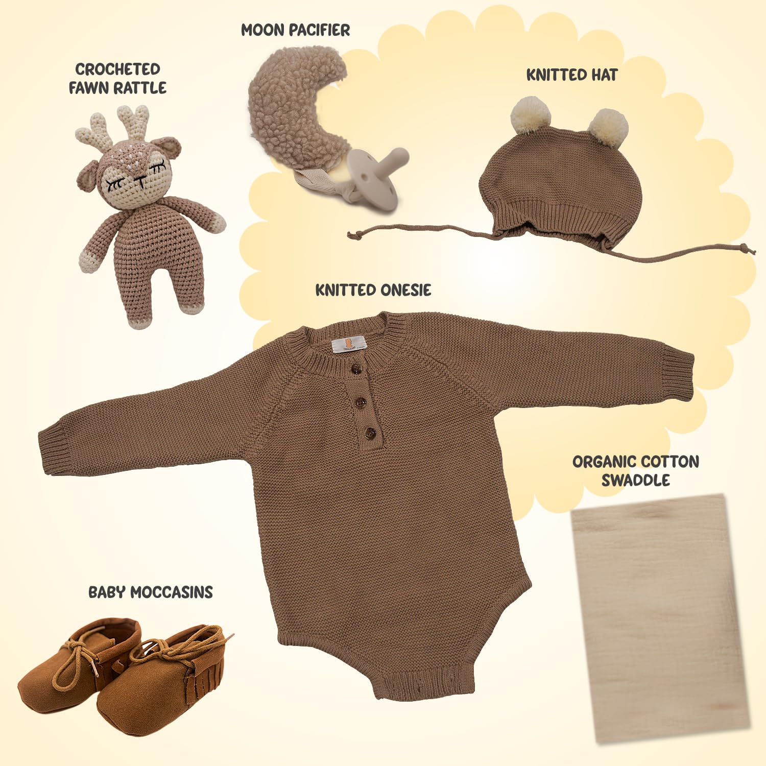 Baby Shower Gifts for Boys Girls - Baby Gift Basket for New Born, Unique Baby Boy Gifts & Baby Girl Gifts, Baby Essentials Gift Set Include Baby Blanket, Rattle, Onesie and Moccasins, Gender Neutral