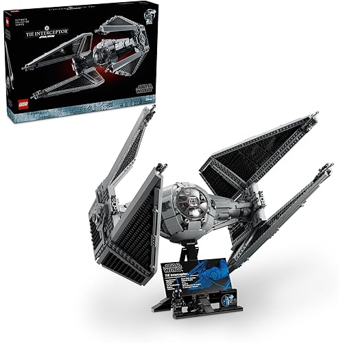 LEGO Star Wars Ultimate Collector Series TIE Interceptor Model Building Set, Star Wars Collectible with TIE Pilot Minifigure, Creative Build and Display Starfighter Set for Adults and UCS Fans, 75382