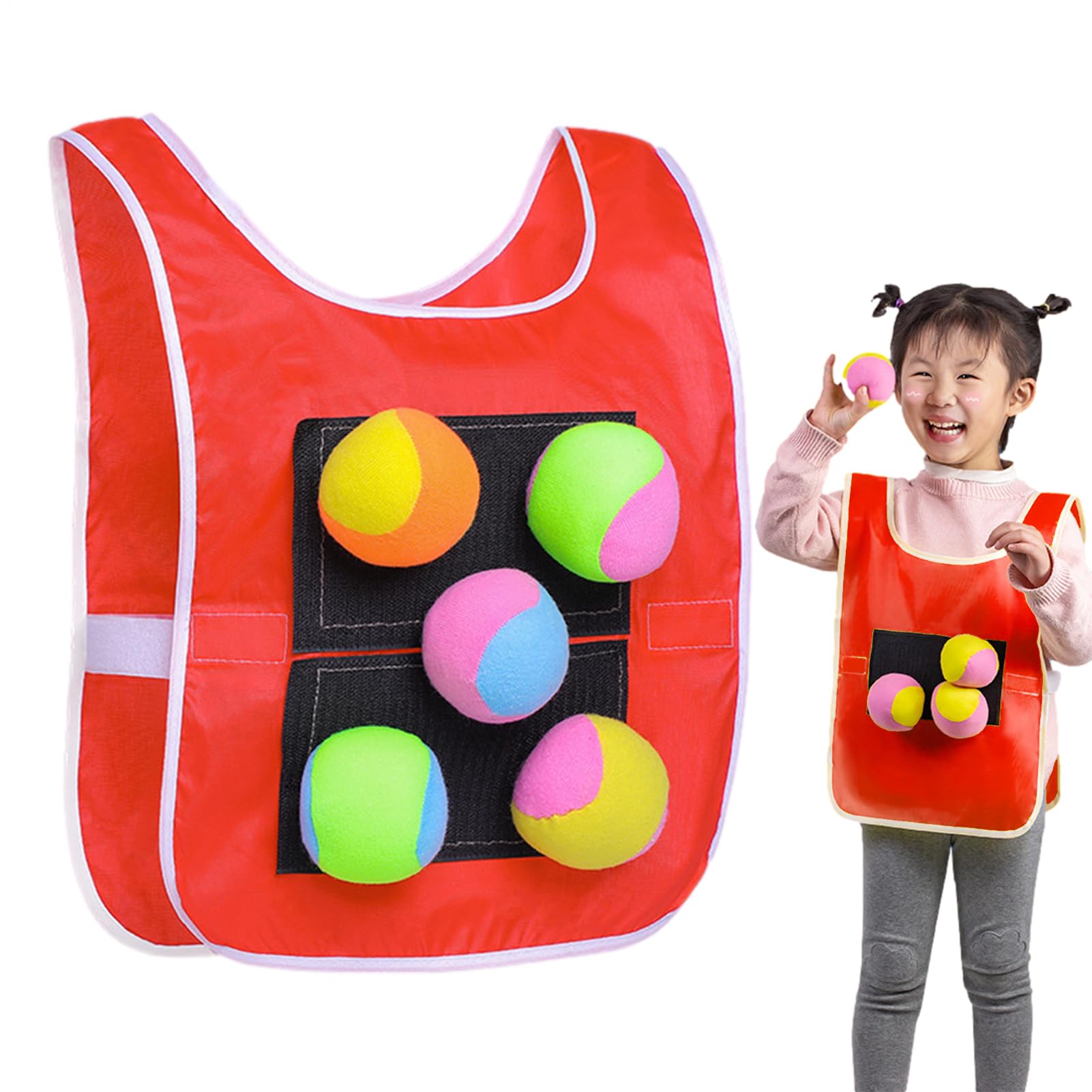 Stick Ball Vest for Kids - Dodgeball Playground Set with 5 Soft Balls | Catch Target Vest, Outdoor Family Fun, Kids Throwing Game, GI Toy