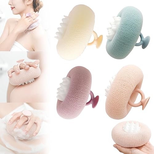 FETNHU Bola de baño de girasol 2 en 1 2024, bola de baño con ventosa de girasol súper suave, cepillo de limpieza de esponja de baño exfoliante con