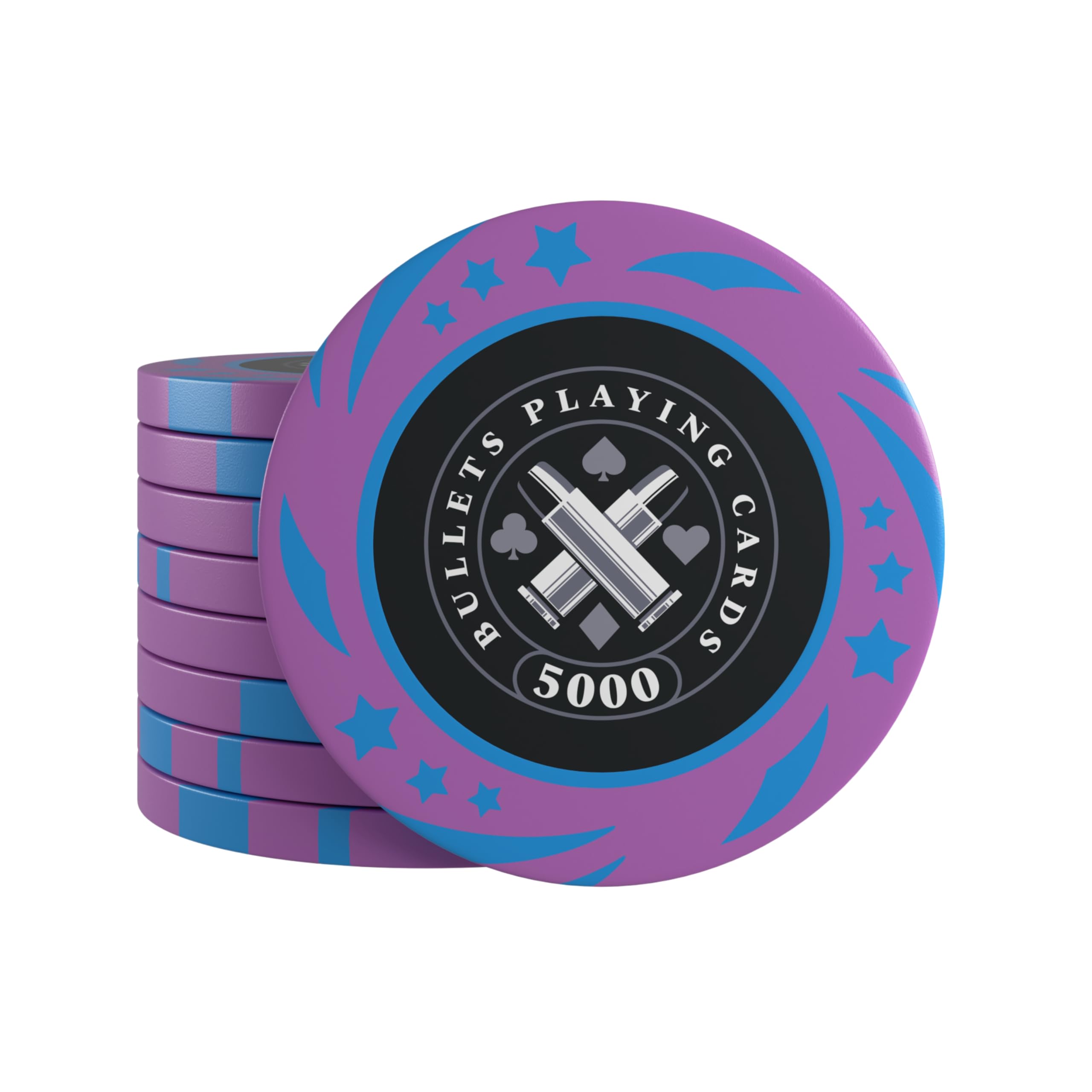 Bullets Playing Cards, Janice Plastic Poker Chips for Poker Set, Value 5000, 4 cm Diameter, Weight 12 g, Pack of 25