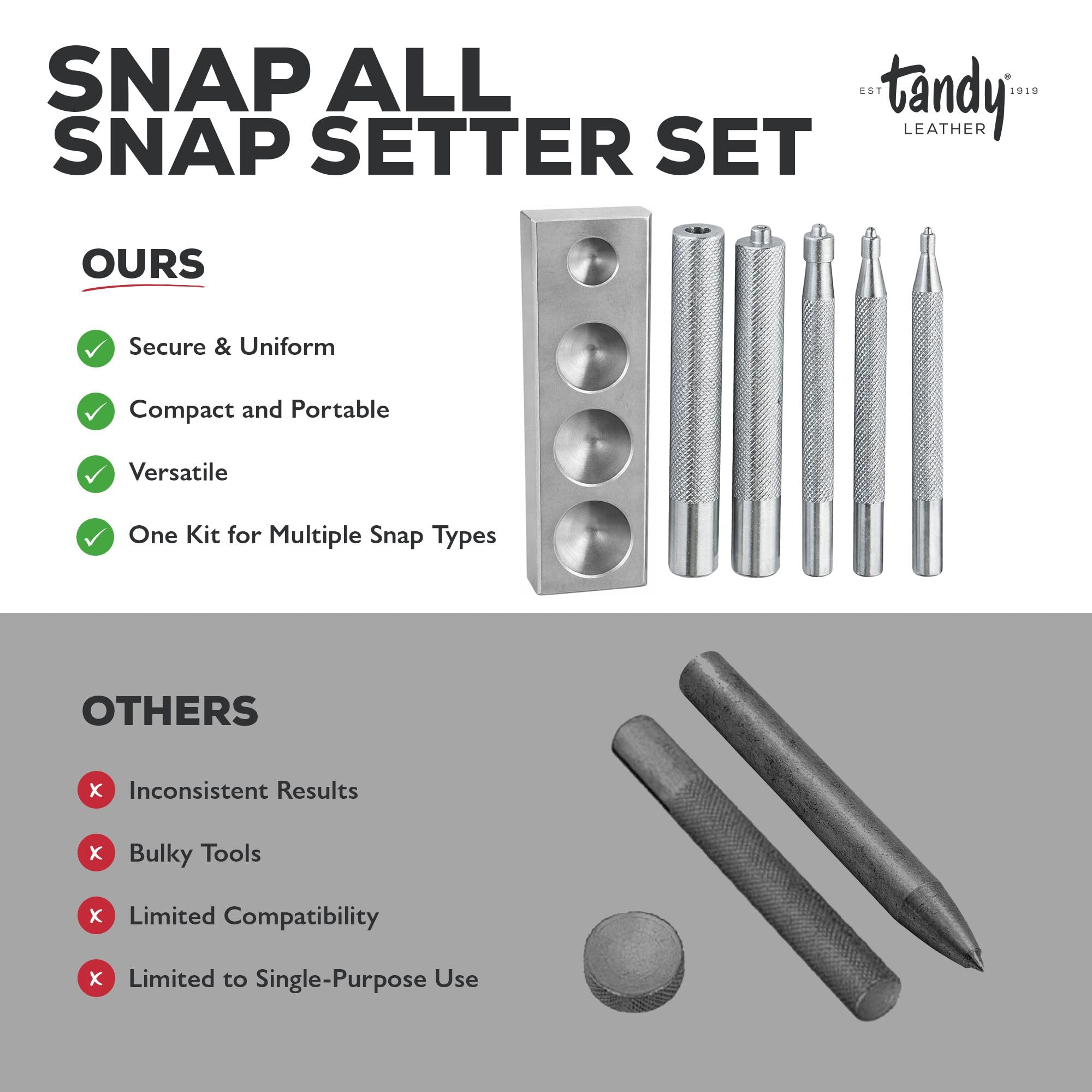 Amazon.com: Tandy Leather Snap-All Snap Setter Set, Leather Crafts