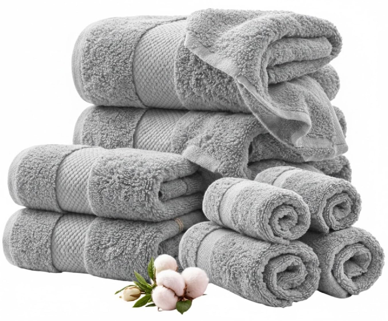 EDB Soft Towels 800-GSM Luxury Face Cloth Hand Towel 100% Egyptian Cotton Hotel & Spa Quality Bath Towels Set Large Jumbo Bath Sheet Quick Dry Towels Bale Set (Silver, 2x Bath Towel)