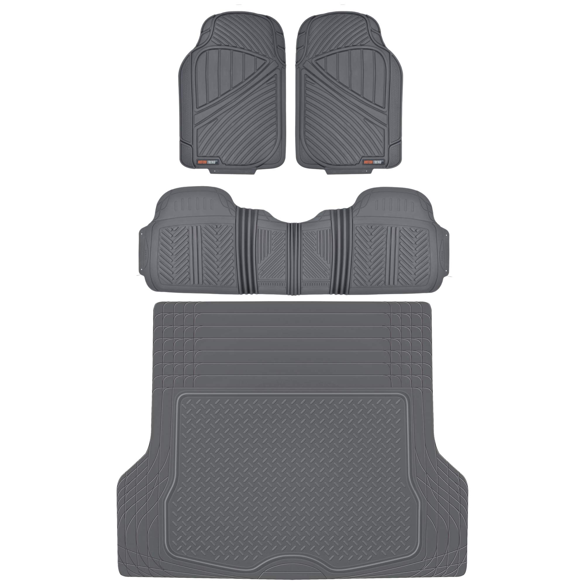 Photo 1 of Motor Trend FlexTough Baseline Rubber Car Floor Mats with Trunk Mat Cargo Liner, Front