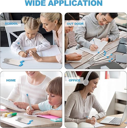 Miniatura 5 de 12 recambios de bolígrafo de tinta azul de punta media de 0.039 pulgadas, repuesto de bolígrafo de escritura suave, repuesto para bolígrafo