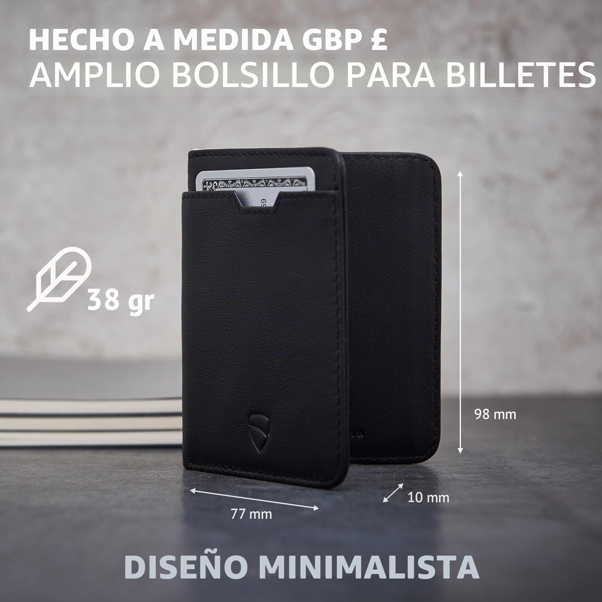 Vaultskin City Cartera Bifold de Piel para Hombre con RFID, Negro