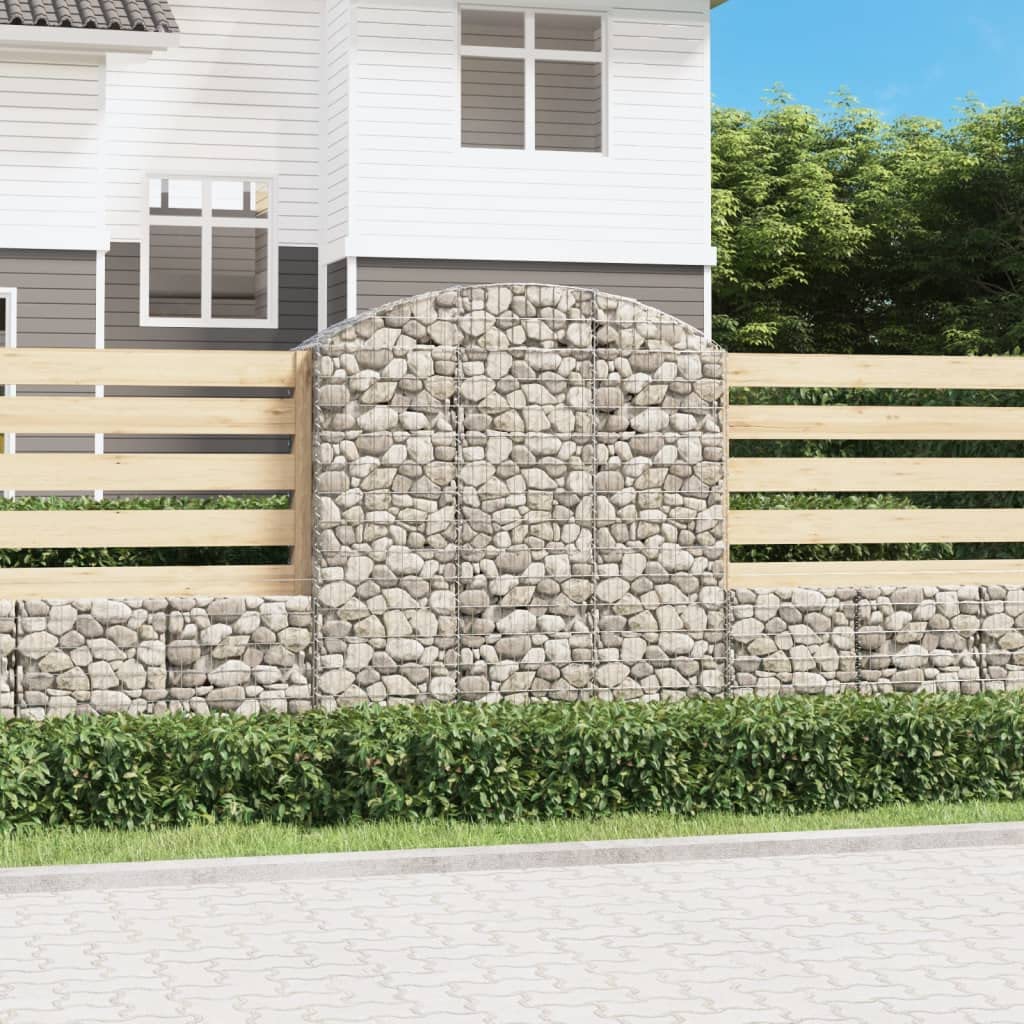 Gabion z wysokim łukiem, 150 x 50 x 160/180 cm, ocynkowane, wytrzymała konstrukcja druciana ze wzmocnionymi haczykami, odporna na warunki atmosferyczne, do ogrodu, na taras, balkon, jako