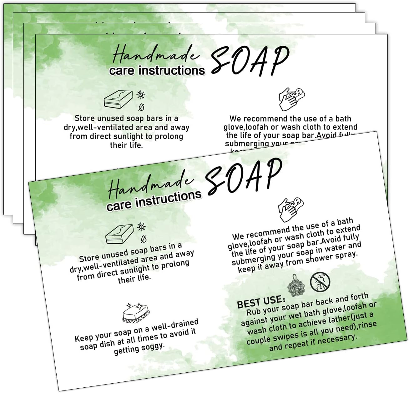 Handmade Soap Care Instructions, Handmade Soap Bar Card