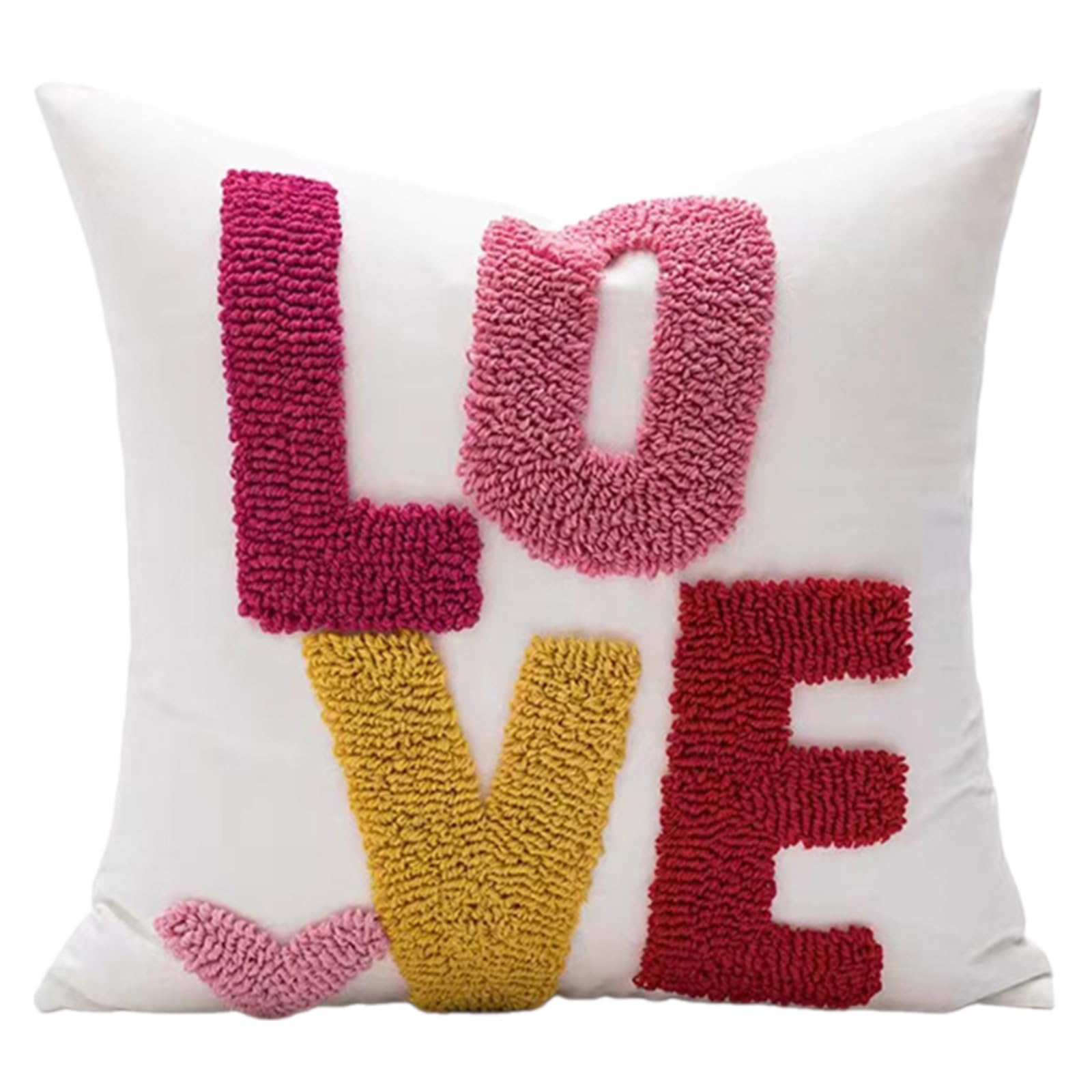 Nucelit Redness Heart and Flower Patterned Embroidered Pillows Covers Cotton Canvas Cushions Covers for Decorative Use Home Embroidered Throw Pillows