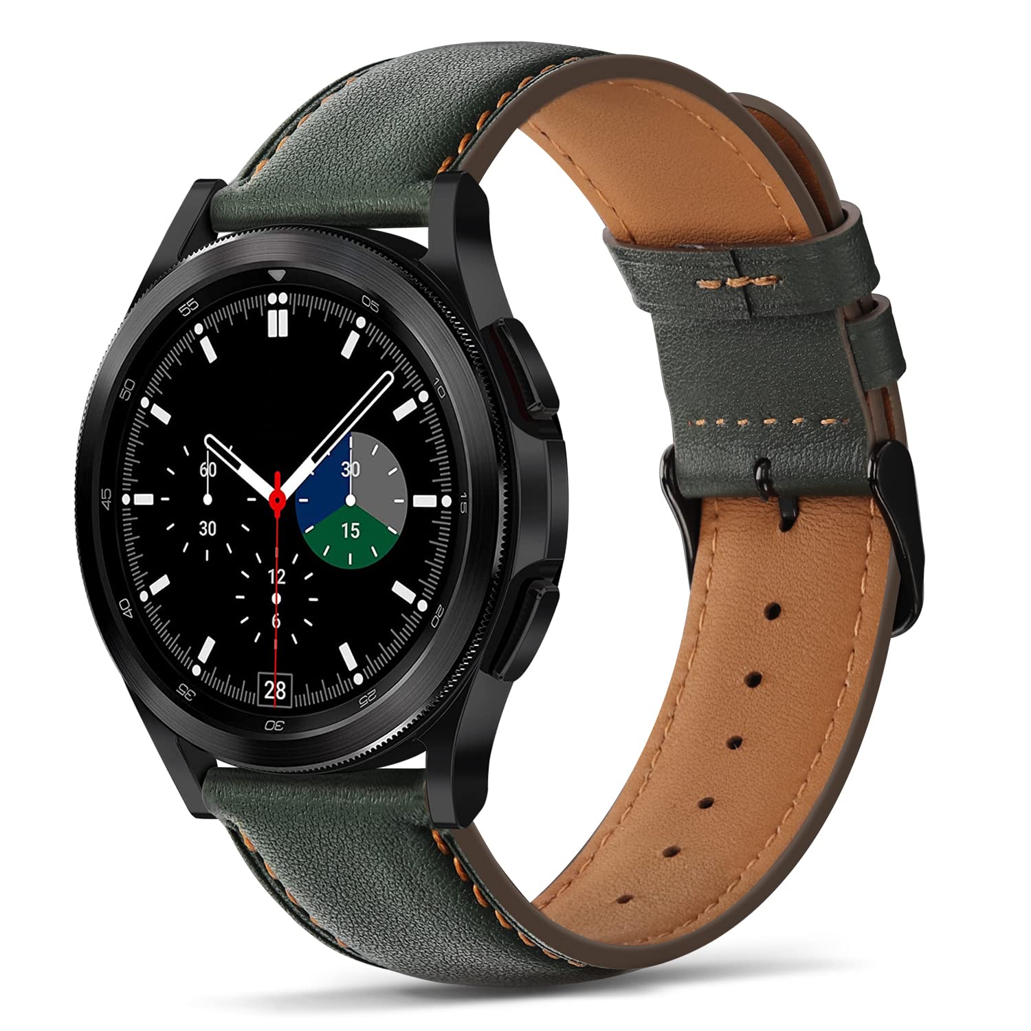 Tasikar Leather Bands Compatible with Samsung Galaxy Watch 47mm 7/6/5/4 Band/Watch 6 Classic 43mm 47mm/Watch 5 Pro Band, Genuine Leather Strap for