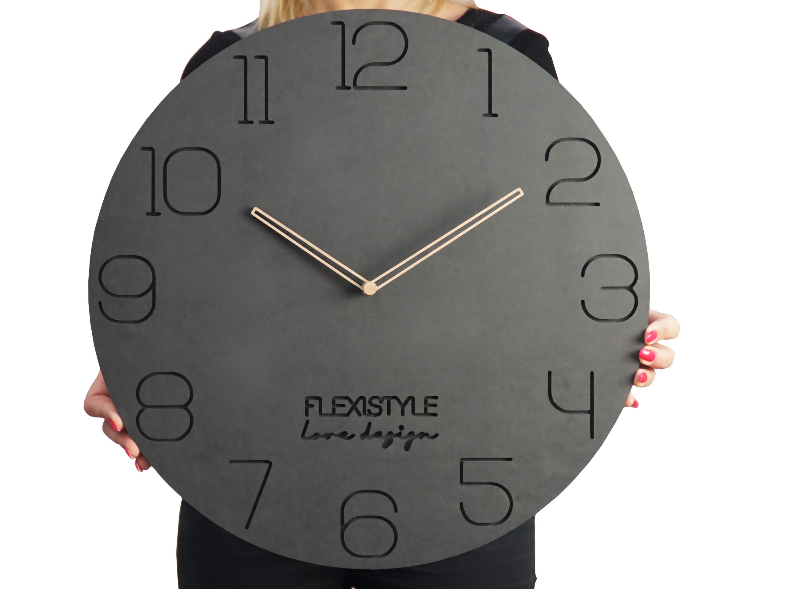 FLEXISTYLE Wanduhr 30cm Ohne Tickgeräusche - Ökologische HDF-Platte, Made In EU