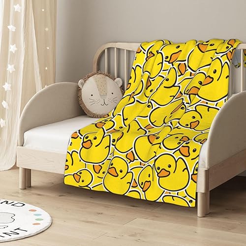 Miniatura 3 de Manta amarilla bonita de dibujos animados de patos, mantas suaves de franela, manta acogedora y ligera de felpa para niños, niñas, mujeres, hombres,