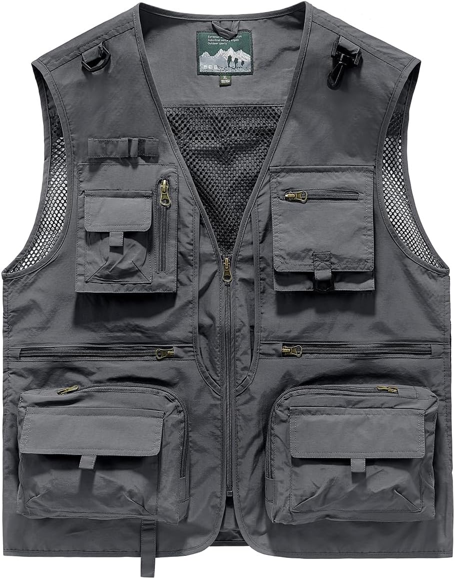 Acydar Men's Outdoor Fishing Work Safari Travel Photo Cargo Vest Outdoor Fishing Vest