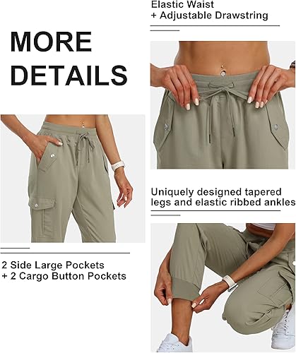 Miniatura 5 de MoFiz - Pantalones cargo para mujer de uso al aire libre, ligeros, joggers, con cintura elástica, pantalones deportivos, de senderismo, sudaderas