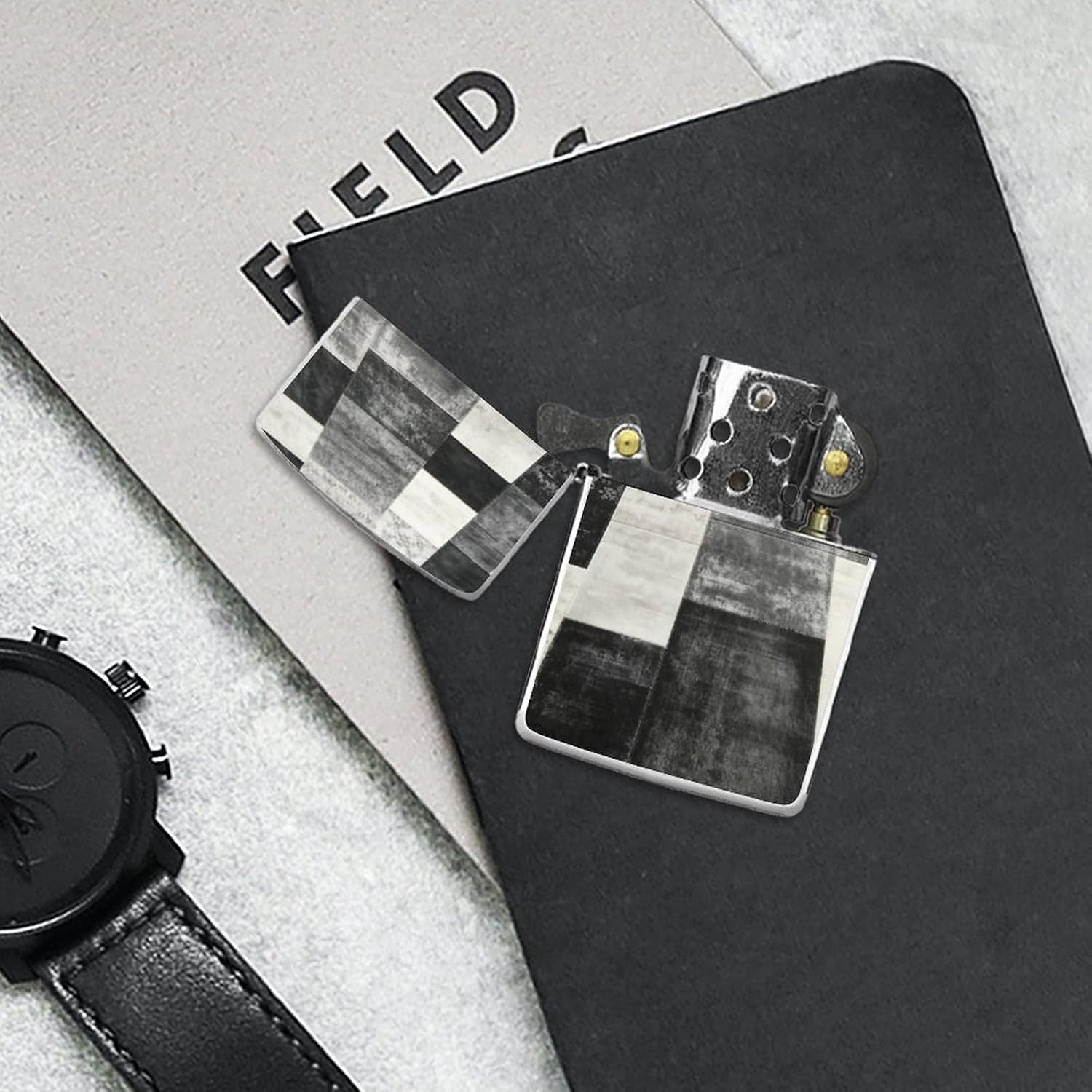 Black and White Metal Lighter Case Cover Lighter Sleeve