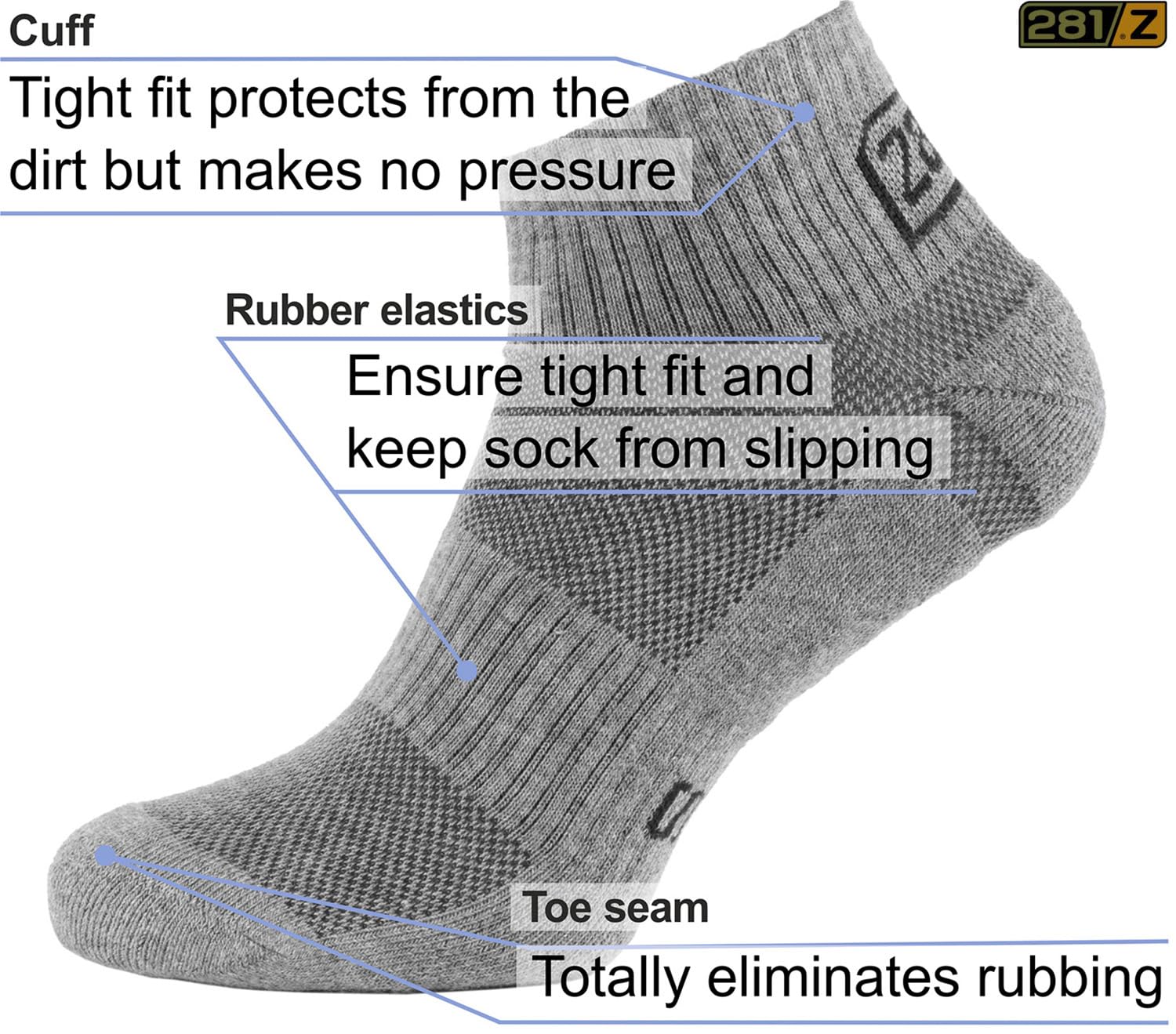 281Z Running Cushion Ankle Low Cut Socks - Cushioned Sole - Moisture Wicking - Odor Resistant - Athletic Hiking Sport Workout (Black)(Medium 6 Pairs)