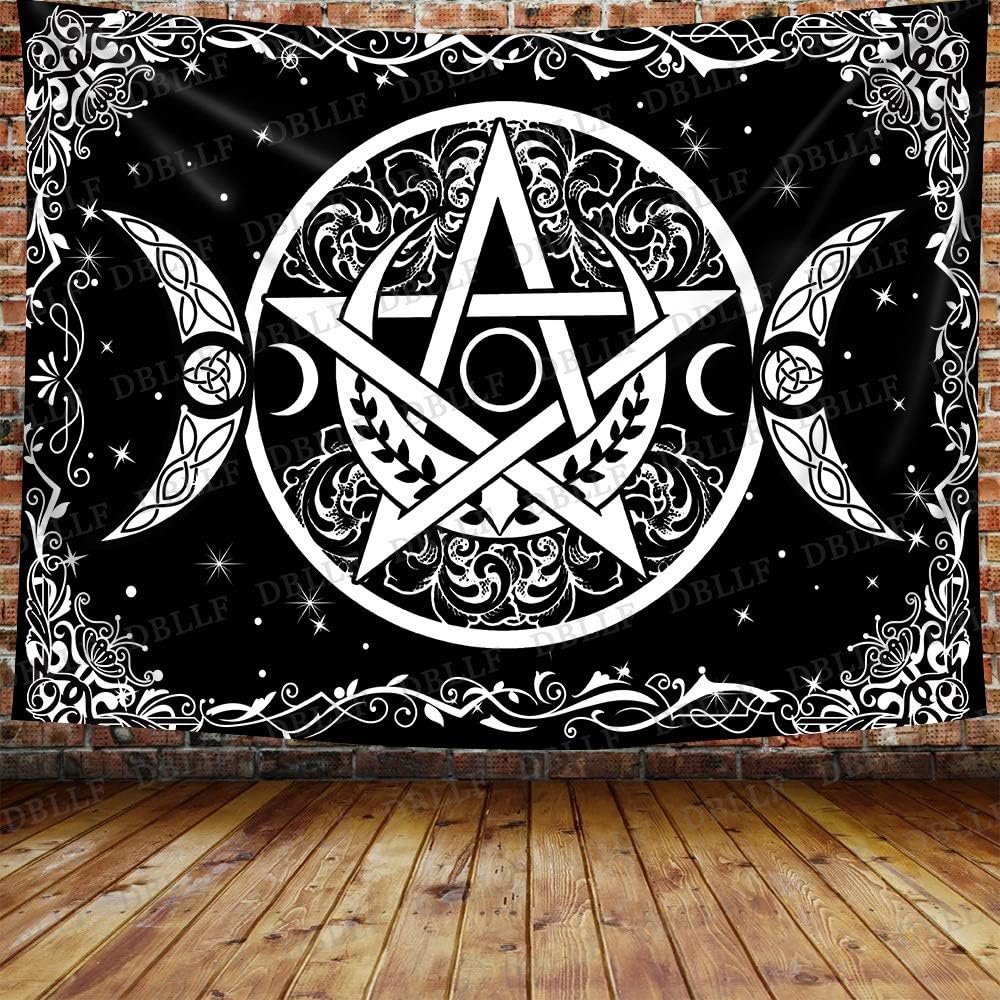 DBLLF Wiccan Tapestry Triple Moon Tapestry Large 80"x 60