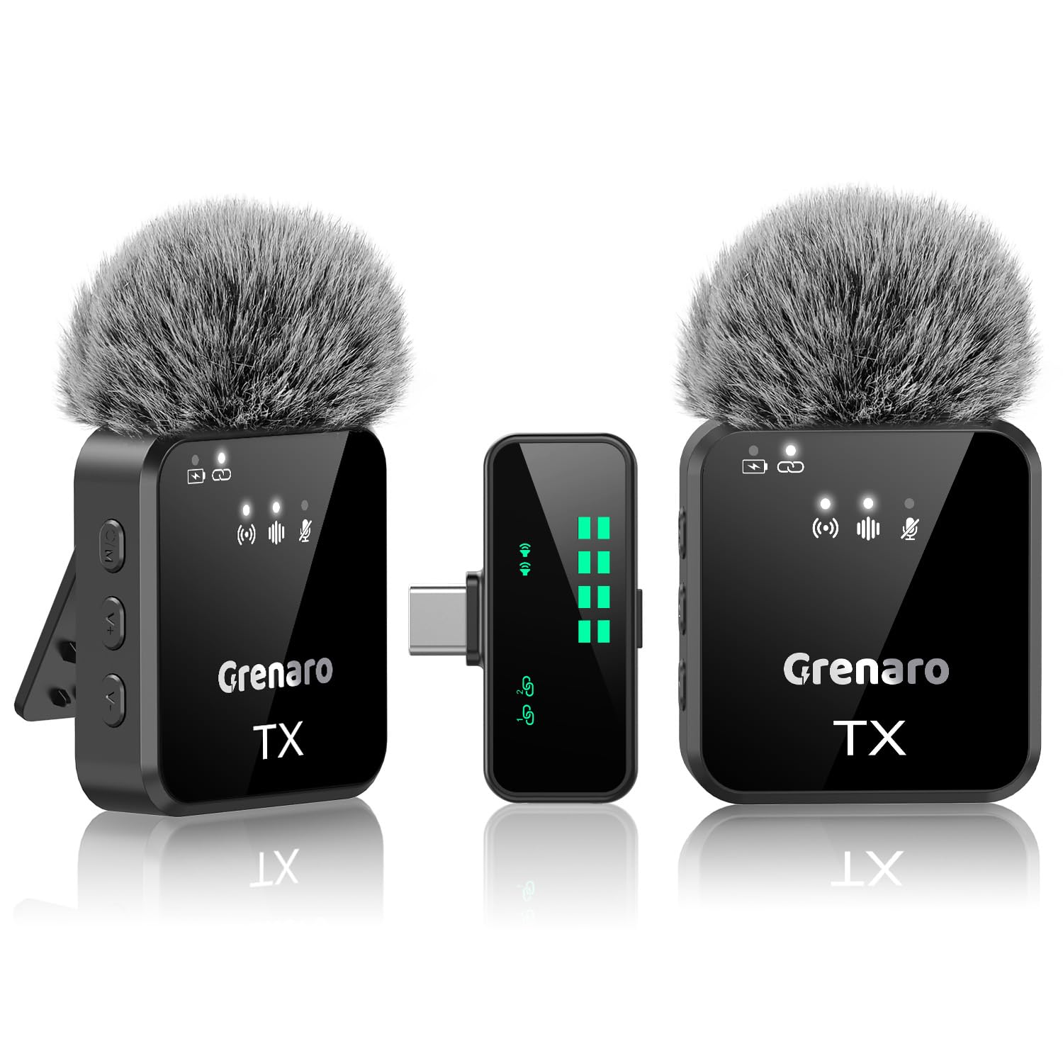 GRENARO Mic for YouTube Wireless, Dual Lapel Wireless Microphone for Recording with LED Display, 164ft Range, Mute/Reverb/Noise Reduction for YouTube, Live Streaming, Vlogging-image-31