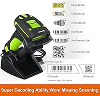 Vista 3 de Alacrity Escáner de código de barras inalámbrico industrial 2D con soporte de carga, Bluetooth resistente a caídas, distancia de transmisión de 1968