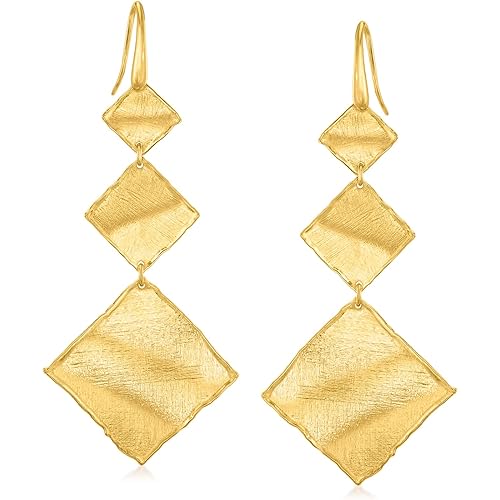 Ross-Simons Italian 18kt Gold Over Sterling Geometric Drop Earrings