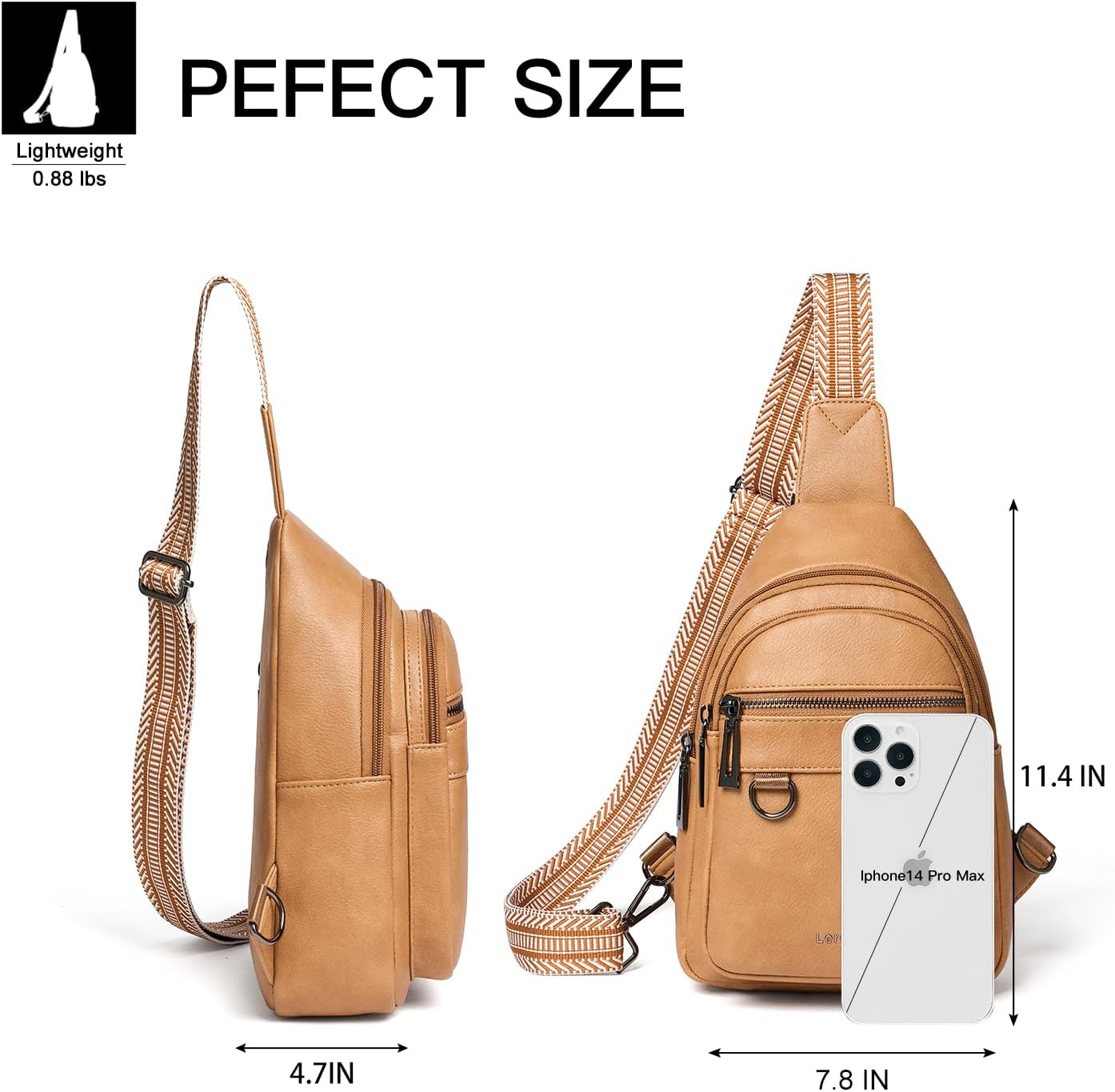 7L Sling Bag for Women Men Vegan Leather Crossbody Bags Fanny Pack Purse Backpack Over Shoulder Bag Travel Anti Theft - Image 3
