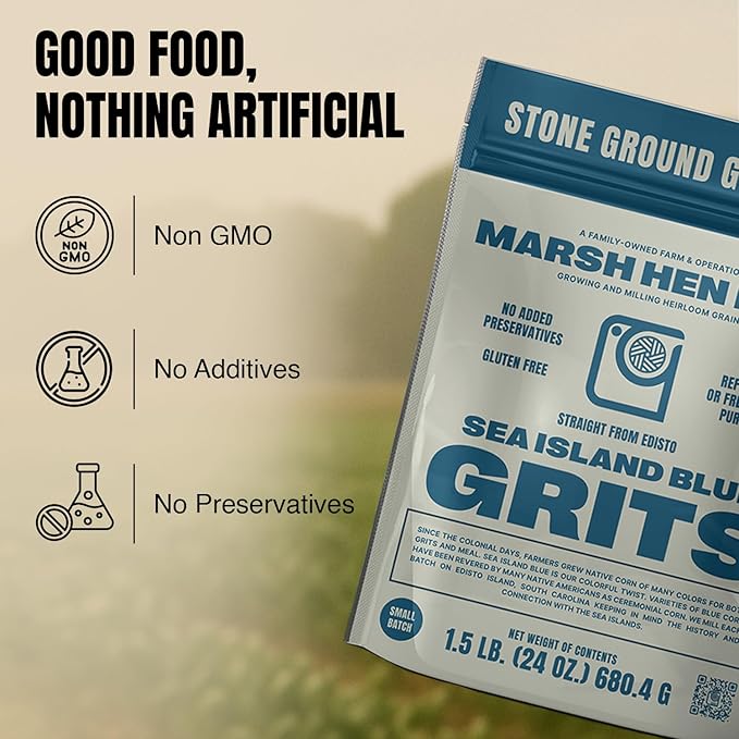 Marsh Hen Mill Sea Island Blue Grits Maíz Molido Sin Gluten 24 oz miniatura 3