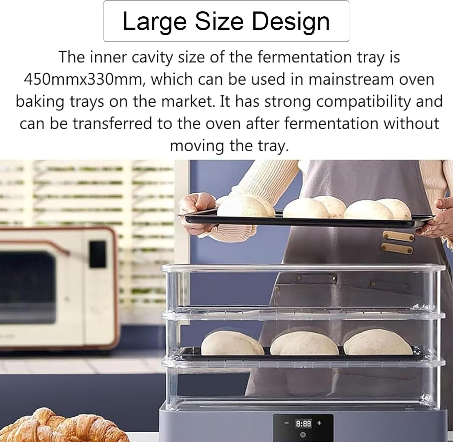 Bread Making Proofing Box, Pizza Dough Fermentation Box, W/Three-Layer Transparent Fermentation Tray, Used for Making Bread, Yogurt